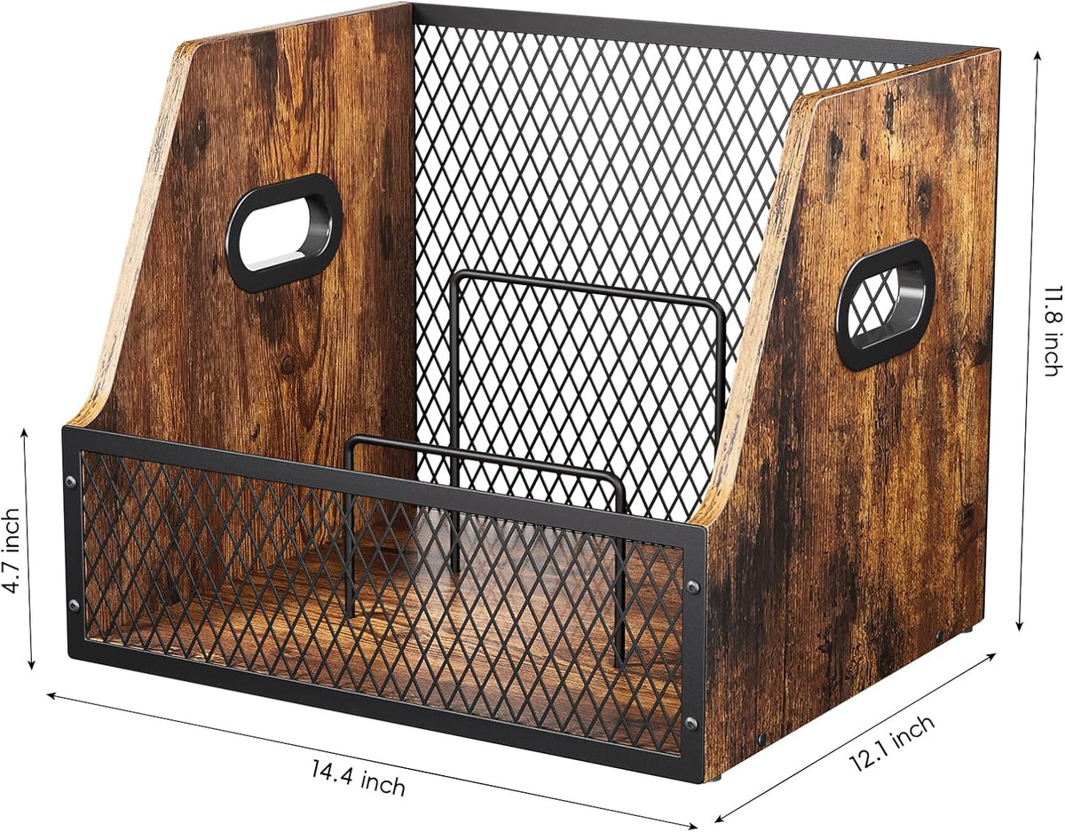 Vinyl Record Storage,Wooden Crate ‌Vinyl Holder with Dividers for Albums & Magazine Rack Organizer for 60+ Records Case