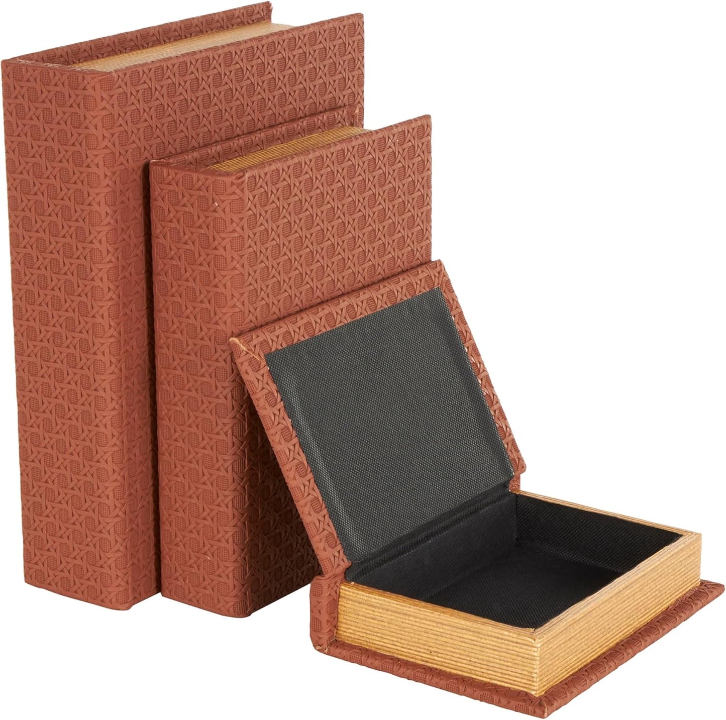 Faux Leather Decorative Box Book Shaped Book Shaped / Copper / 12", 10", 8"H / 8 Inch / Set of 3