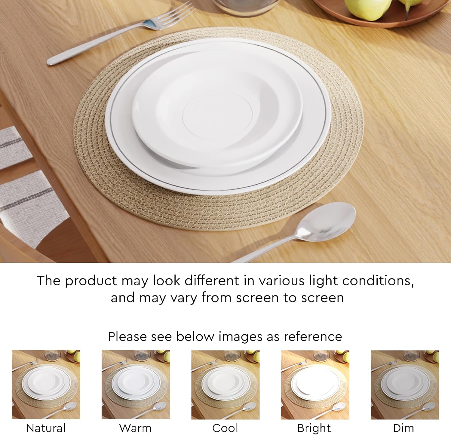 Encasa XO Placemats, Round Cotton Dining Table Mats 13" | Beige, Handcrafted Ribbed Texture | Heat Resistant Trivets