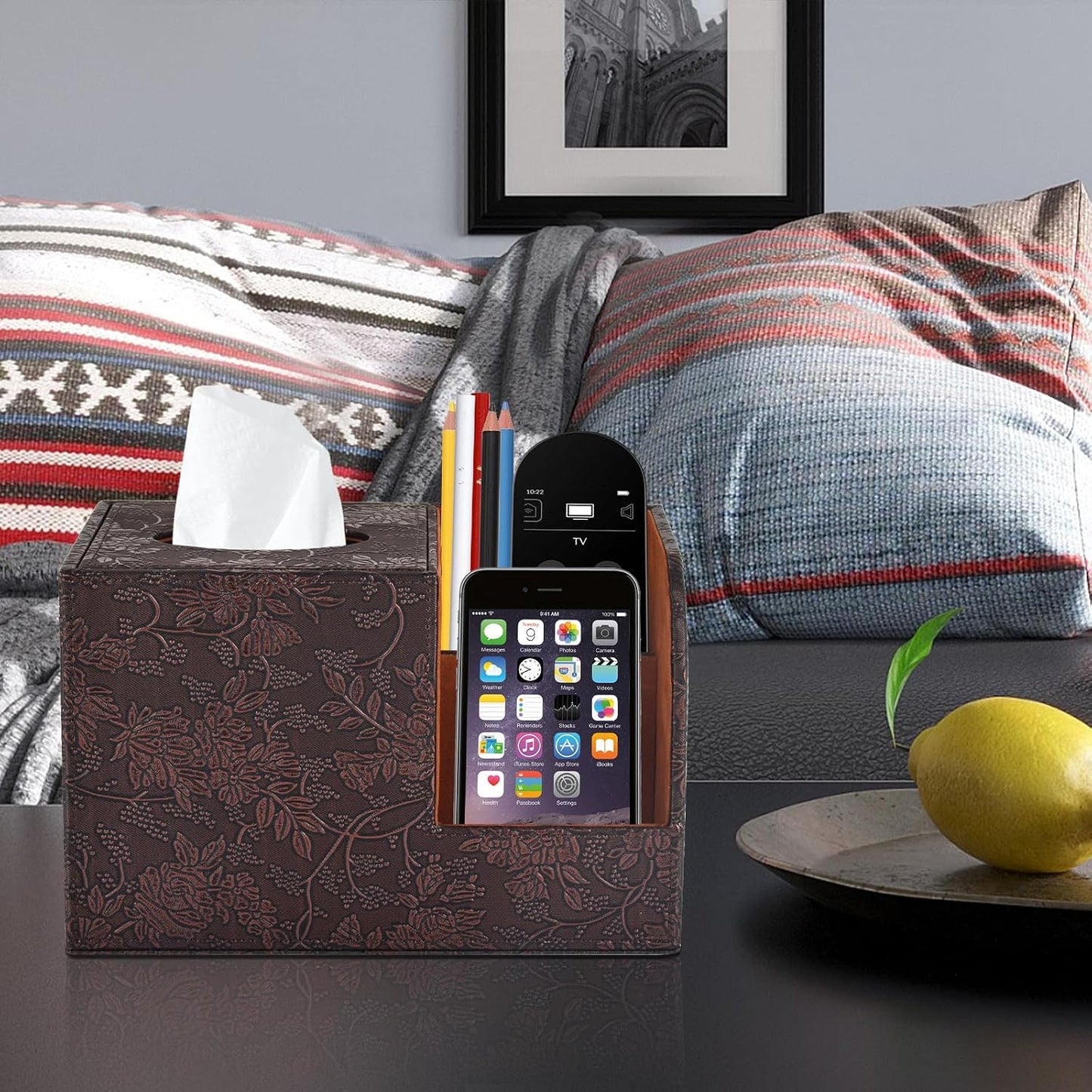 PU Leather Tissue Box Cover Square Tissue Holder Tissues Box Organizer / Retro