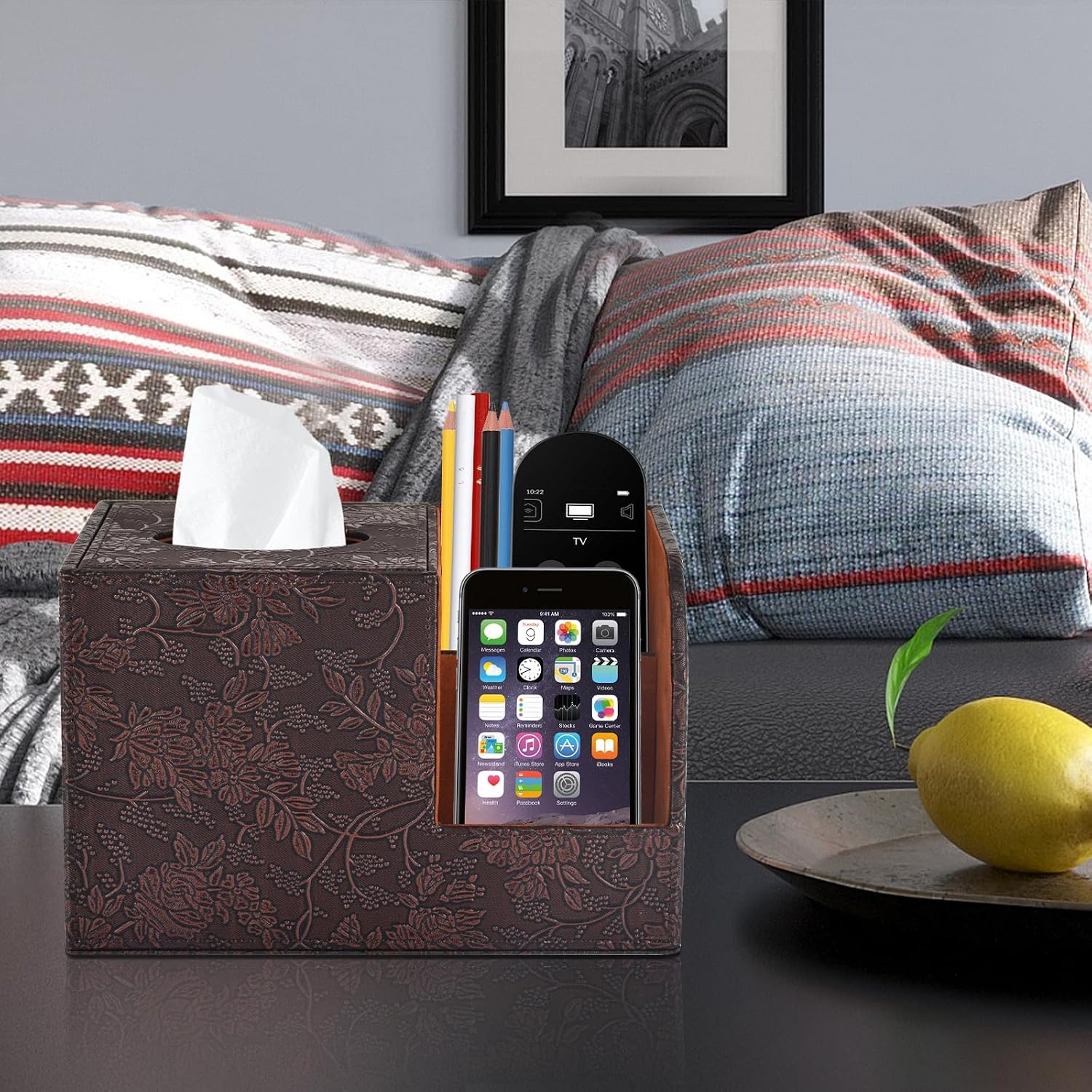 PU Leather Tissue Box Cover Square Tissue Holder Tissues Box Organizer / Retro