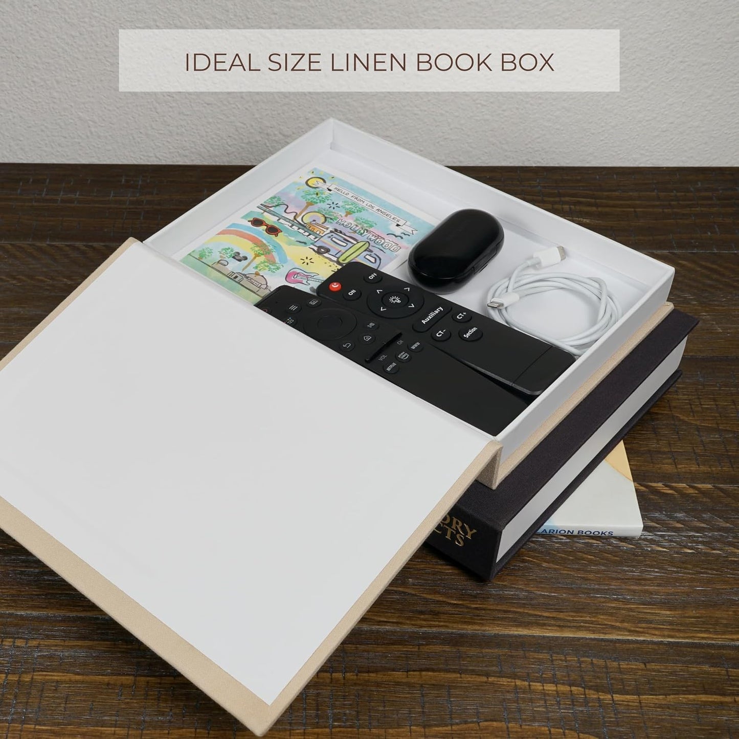 Faux Books for Decoration / Beige and Graphite / Set of 2