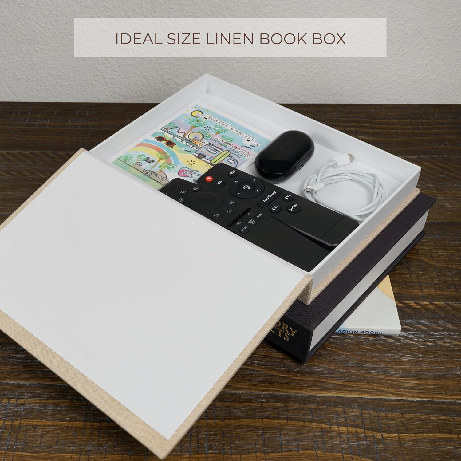 Faux Books for Decoration / Beige and Graphite / Set of 2