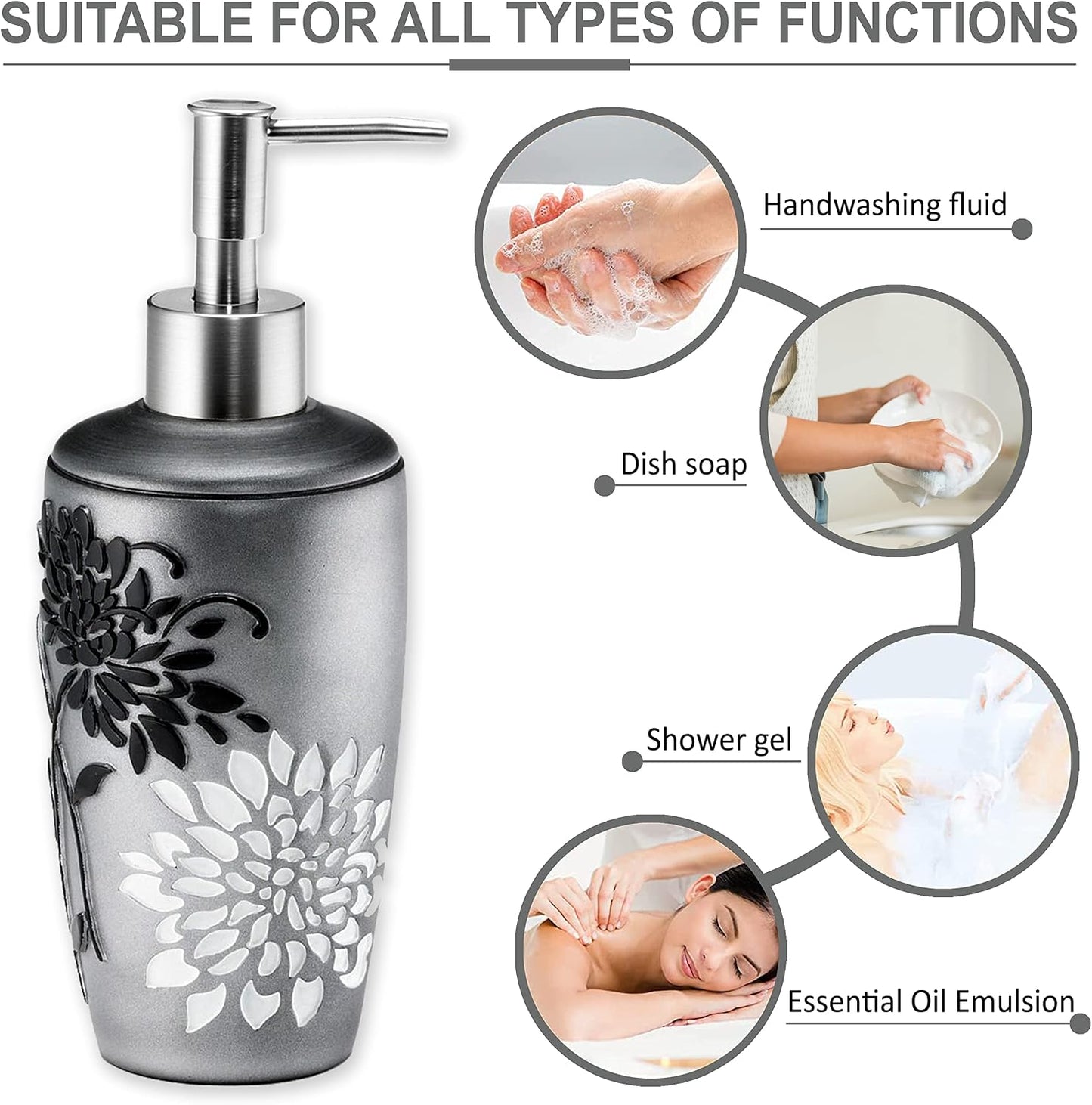 Zahari Home 4pc Erica Bathroom Accessories Sets Modern Classic Soap Dispenser, Tumbler, Tooth Brush Holder and Soap