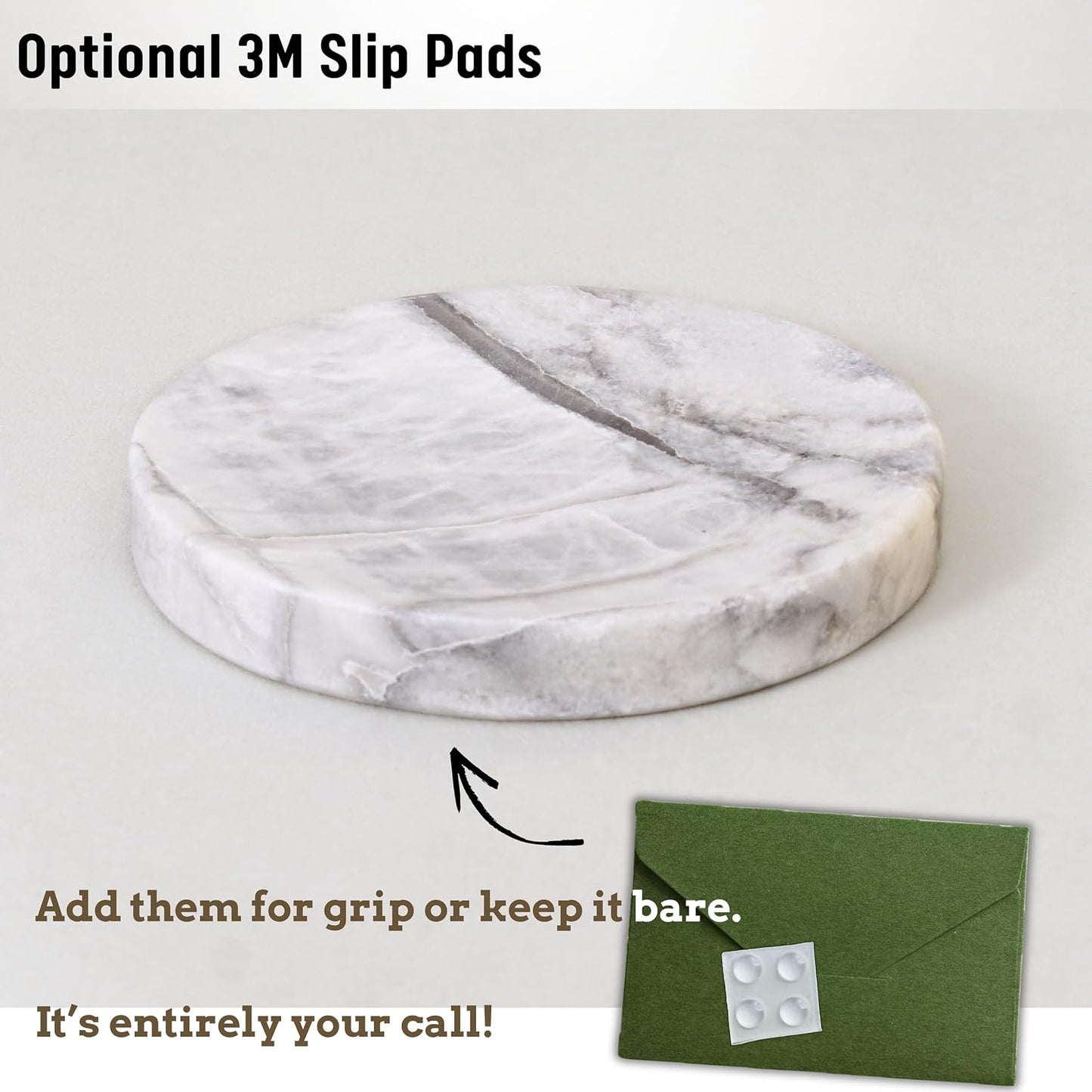 Round Marble Dish Tray- Grey Marble / Natural