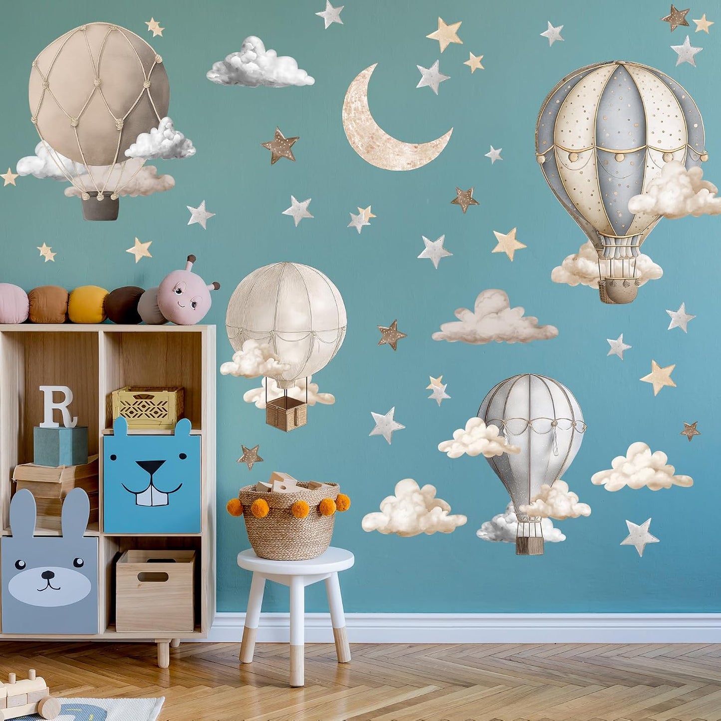 Dreamy Hot Air Balloon and Star Wall Decals / Hot Air Balloon Wall Decals