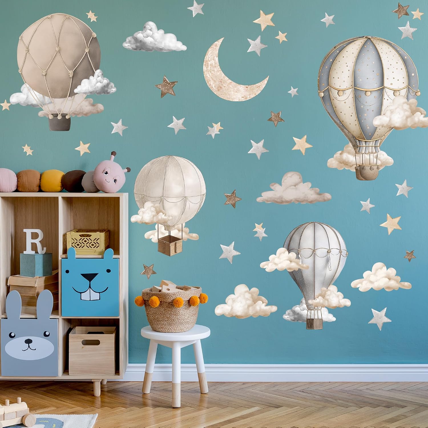 Dreamy Hot Air Balloon and Star Wall Decals / Hot Air Balloon Wall Decals
