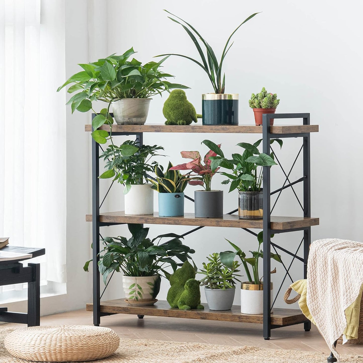 Wood and Metal / 3-tier / Rustic Brown