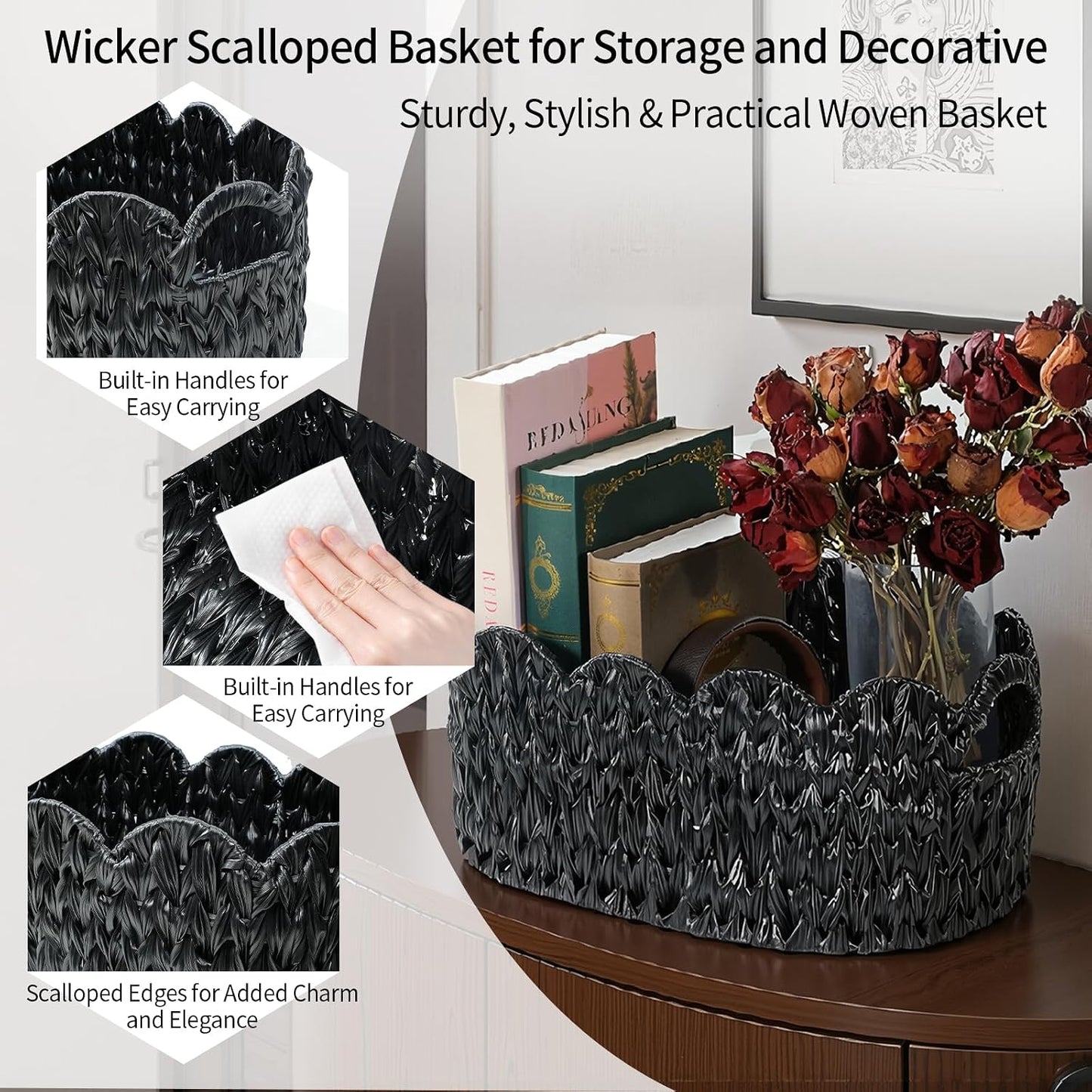 Woven Storage Baskets / Black / Set of 2