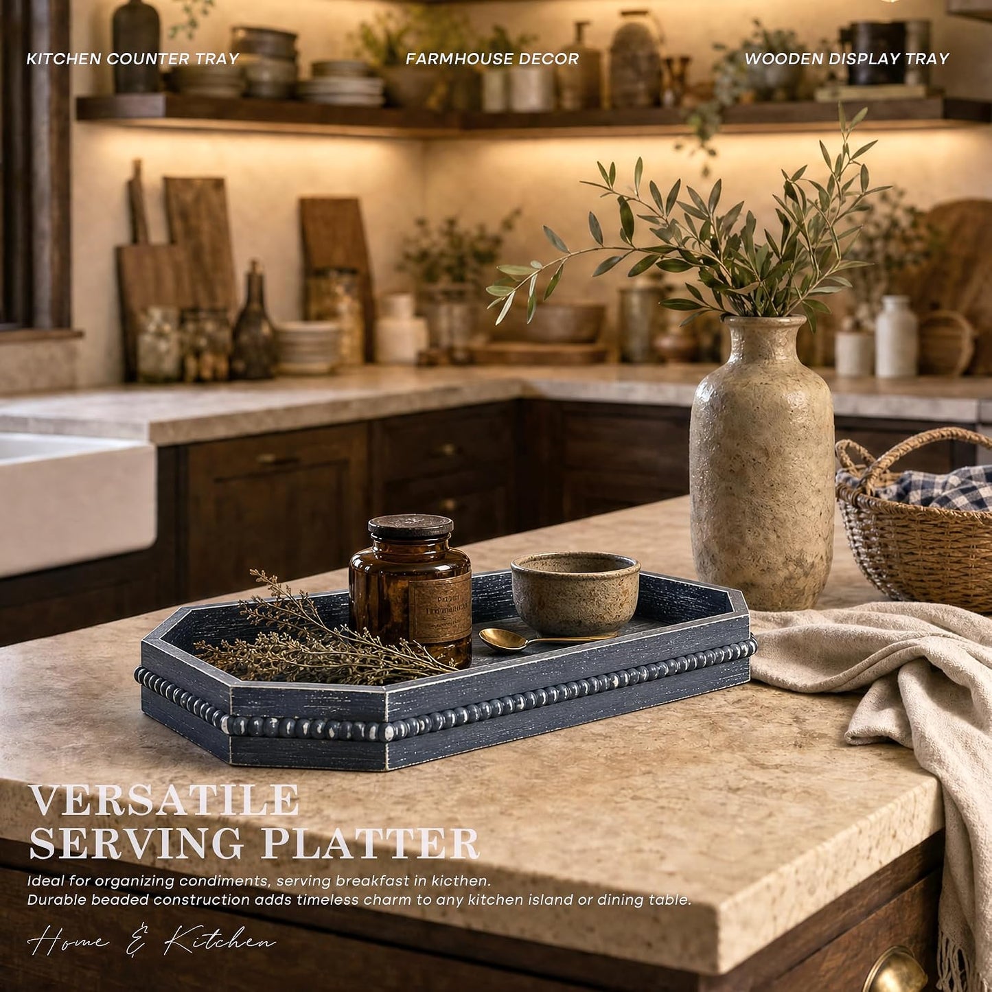 Rustic Decorative Tray / Blue