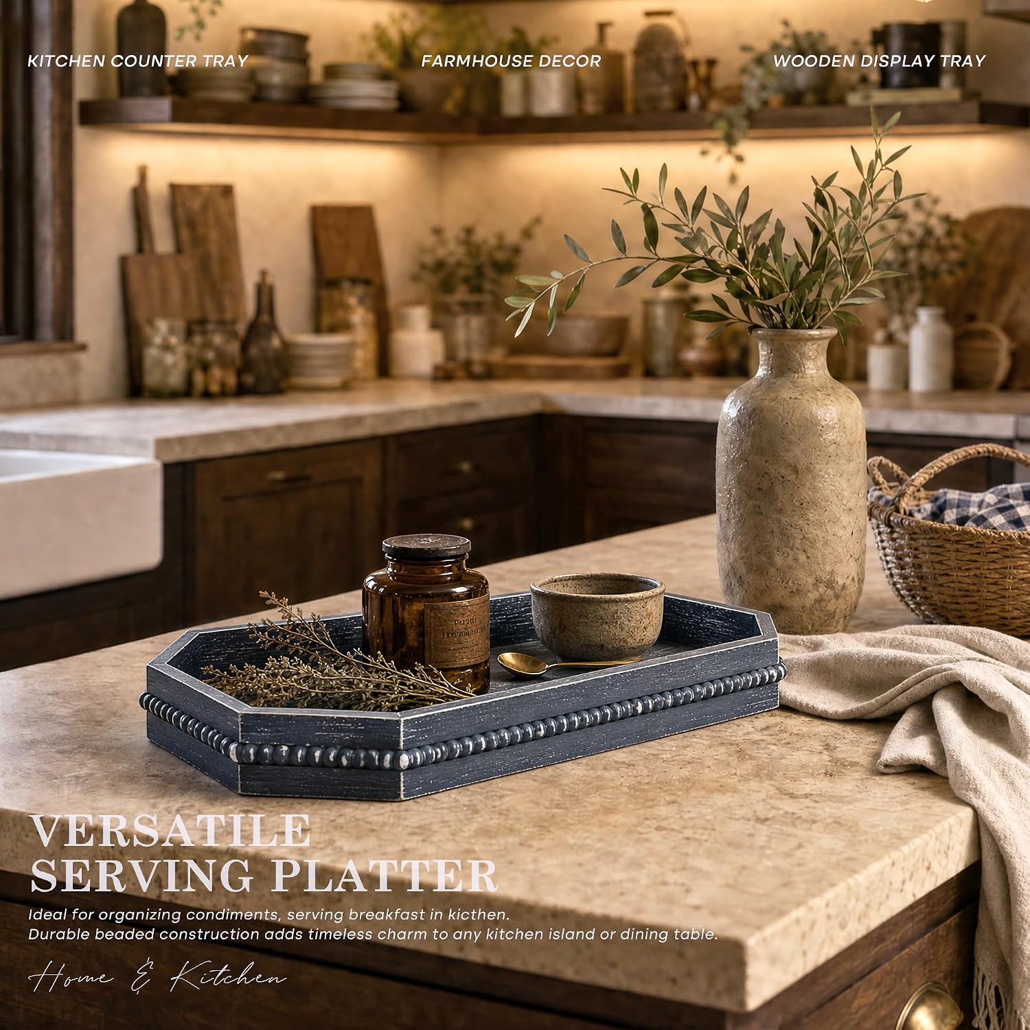 Rustic Decorative Tray / Blue