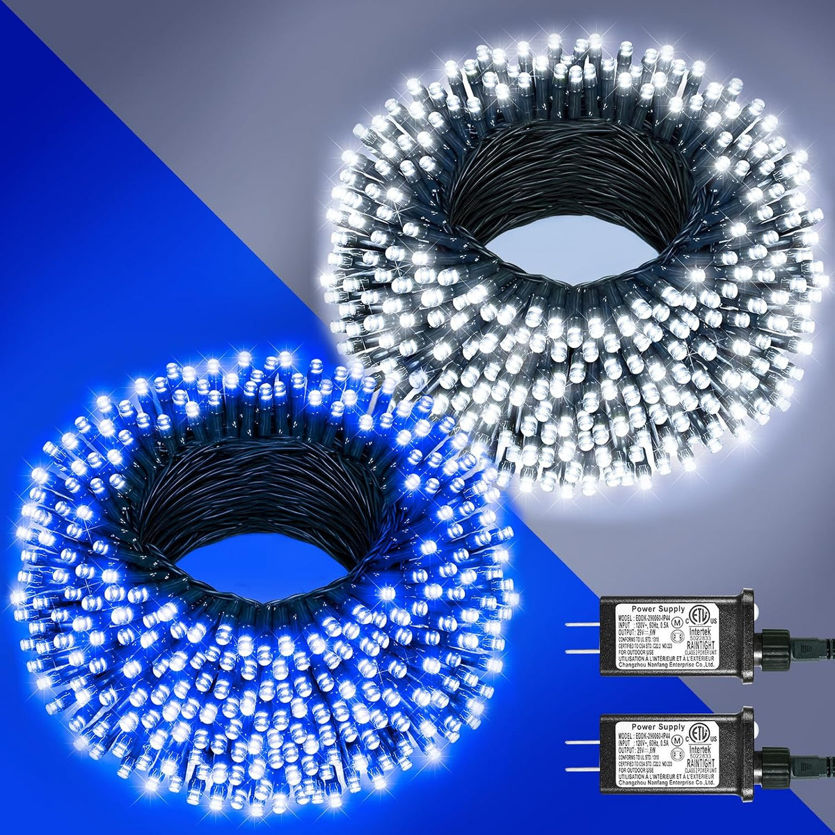 2 Pack Christmas Lights Outdoor, Total 200FT 600 LED Christmas Tree Lights