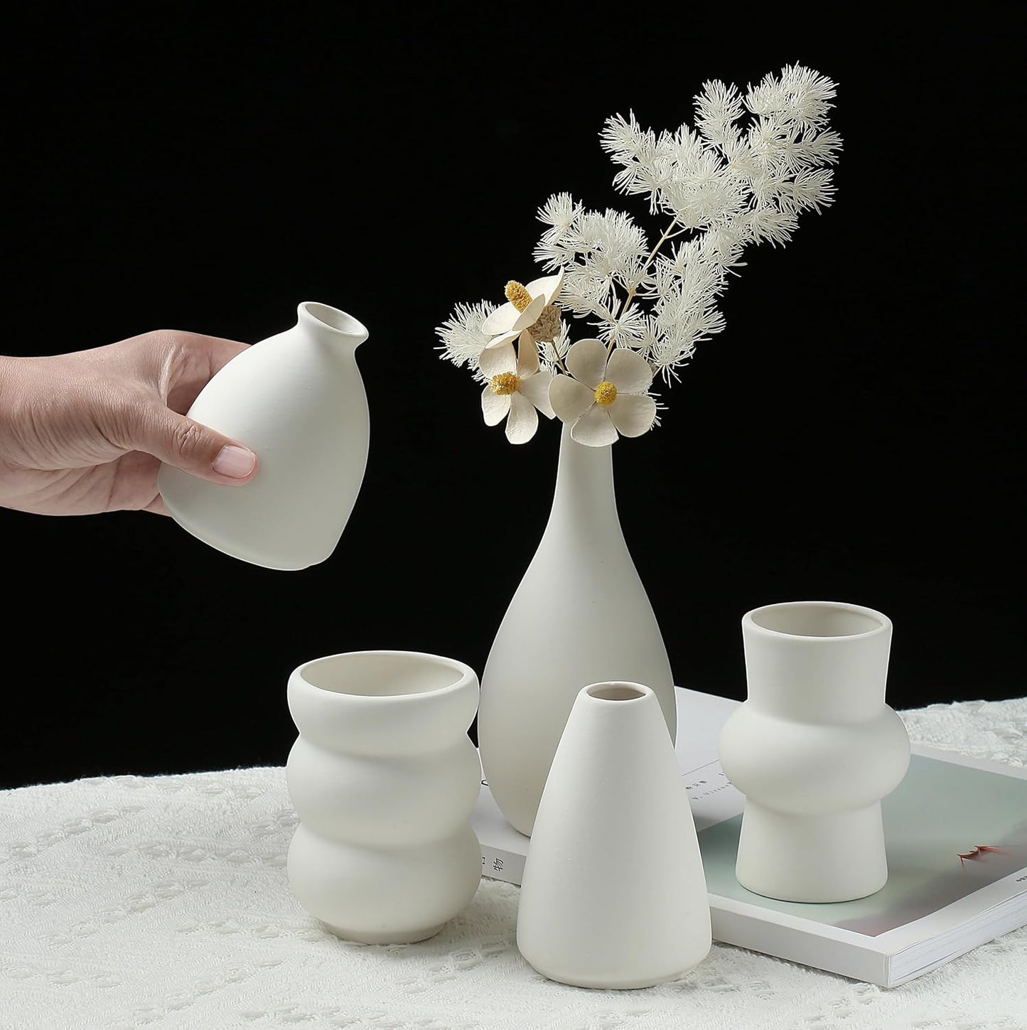 Ceramic Bud Vases / White / Set of 16