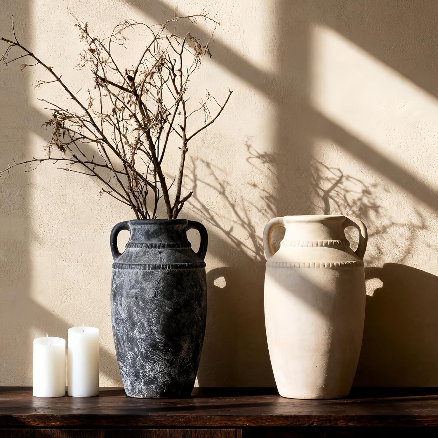 Ceramic Vase / Modern Boho Home Decor / Beige / 10.5 Inch