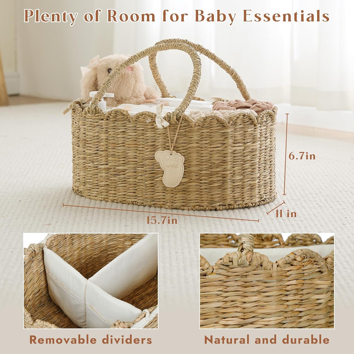 Seagrass Nursery Baby Basket for Baby Essentials / Meadownest