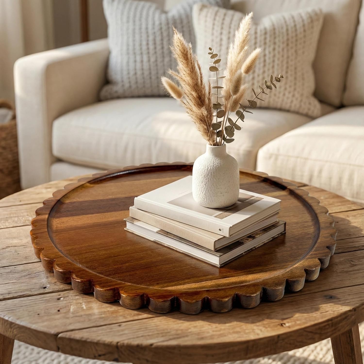 Wooden Decorative Tray / 11.6 / 11.6 Inch