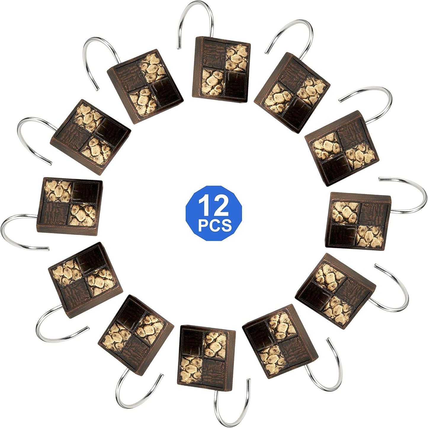 Zahari Home 13pc Safari Stripes Bathroom Shower Curtain Set Animal Print Shower Curtain & 12 Shower Curtain Hooks