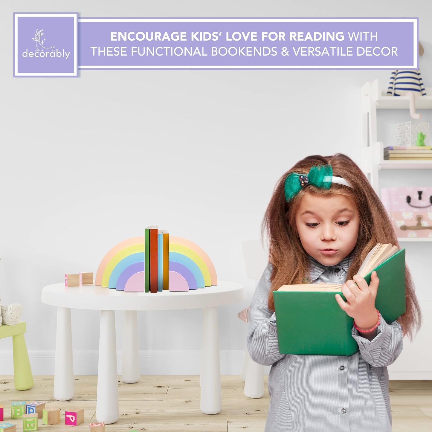 Rainbow Bookends for Kids / Pastel