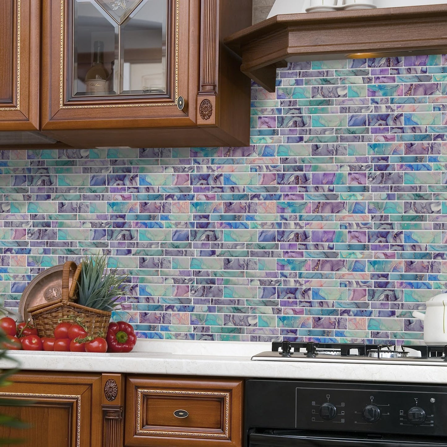 Peel & Stick Backsplash Tile Decals Self-Adhesive Removable / Xy-htp-30-sq / 9.68 x 4.72 / Set of 24