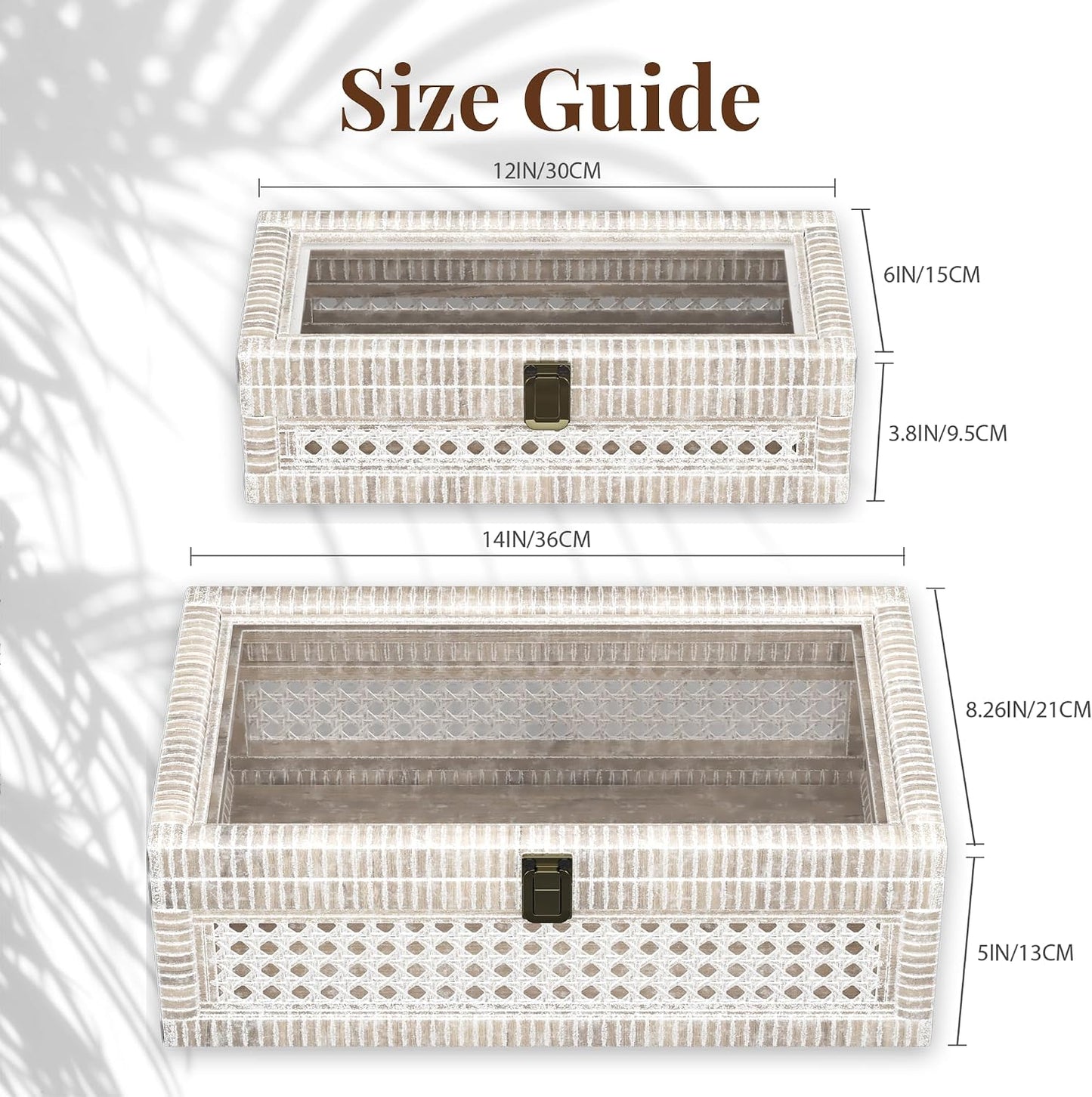 Boho Display Boxes / Washed White / Set of 2