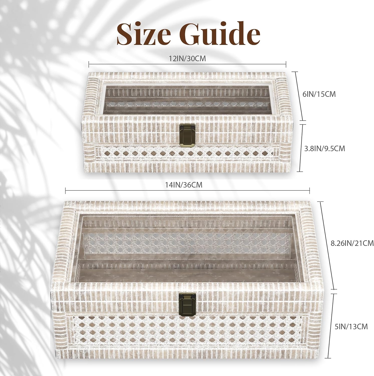 Boho Display Boxes / Washed White / Set of 2
