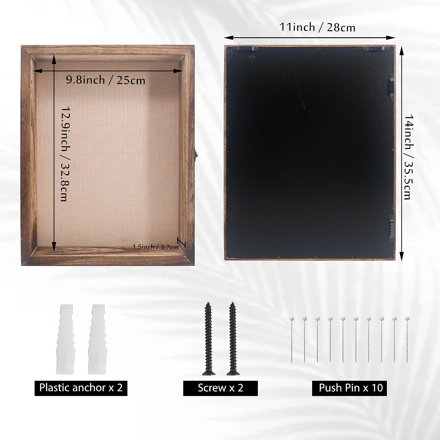 Shadow Box Frame 11x14, Wood Display Boxes with Linen Back | Large Shadow Box with Paulownia Wood and Real Glass Cover