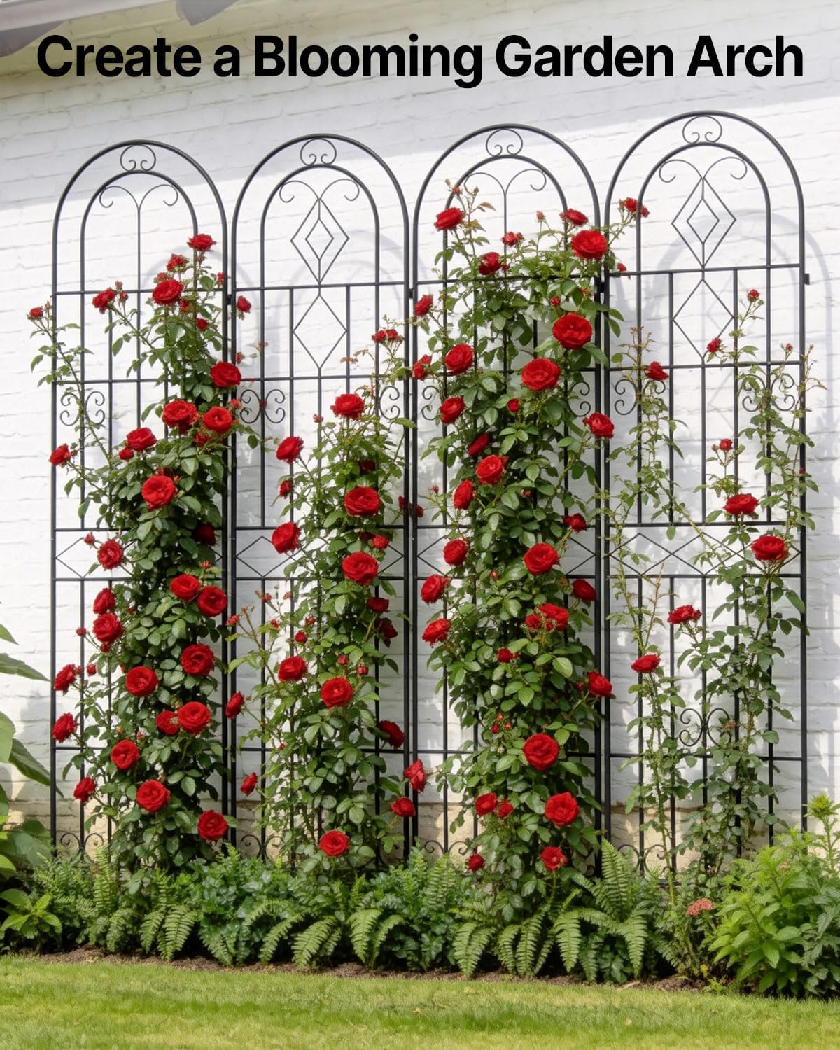 Suteck Garden Trellis for Climbing Plants Outdoor, 87" H x 20" W, 4 Pack | Metal Garden Trellis with Rustproof
