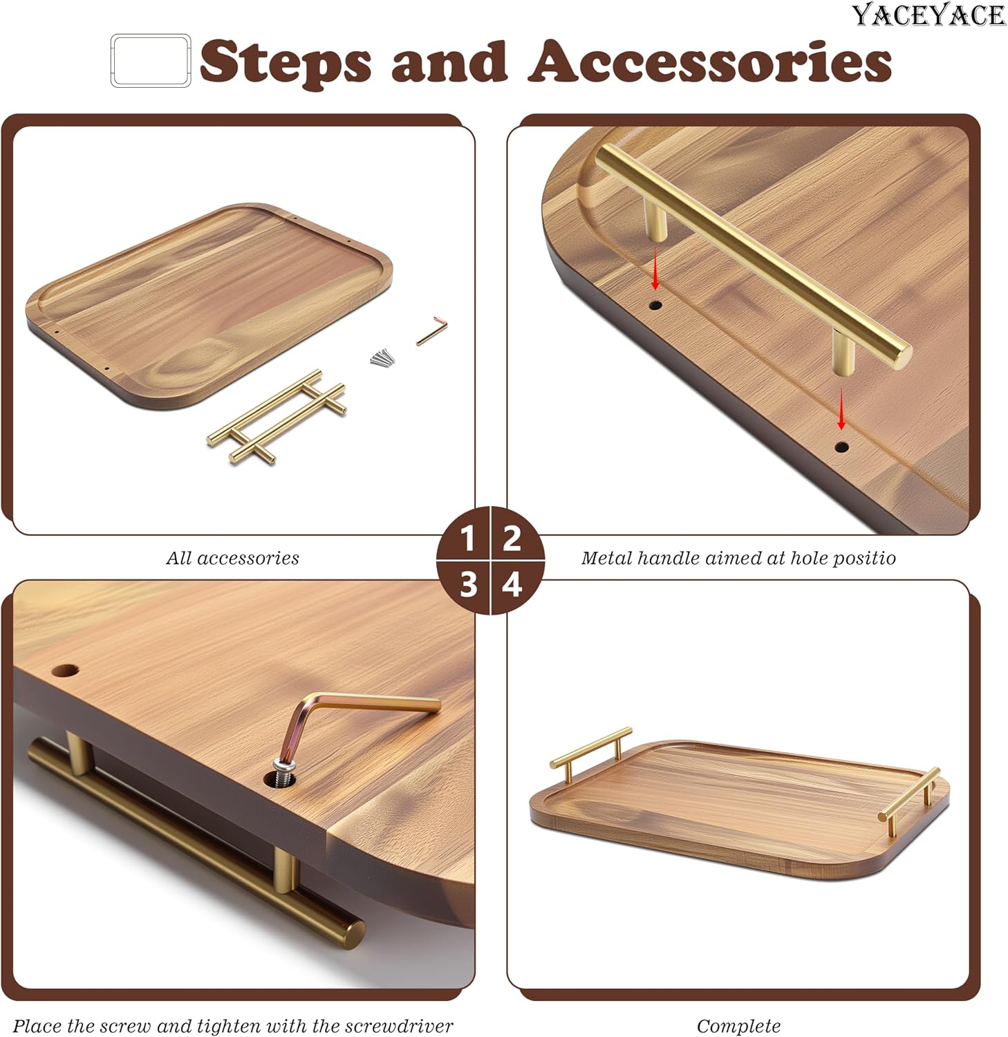 Small Wood Tray / Acacia Wood / 12 x 7.5 x 1.8