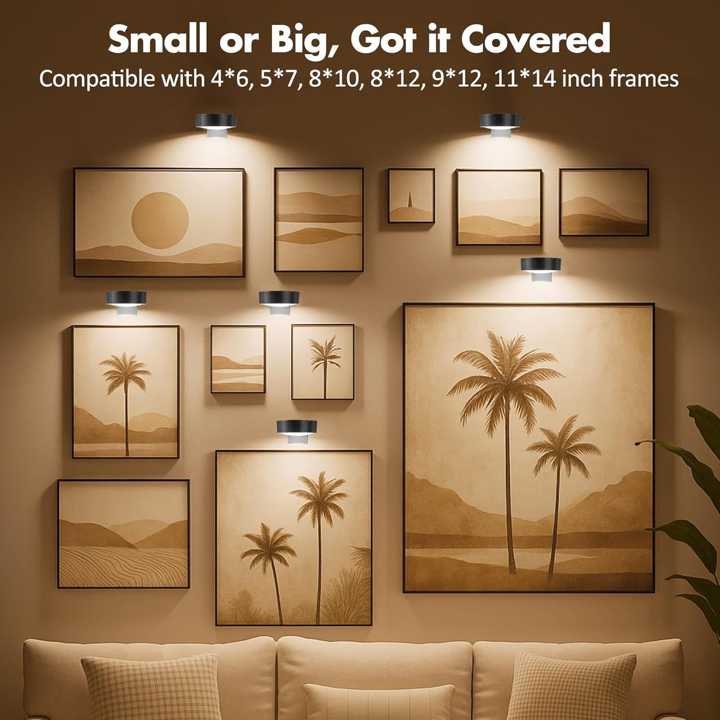 Picture Lights for Wall, Wireless Poster Lights Battery Operated, Black | LED Magnetic Painting Light with Remote
