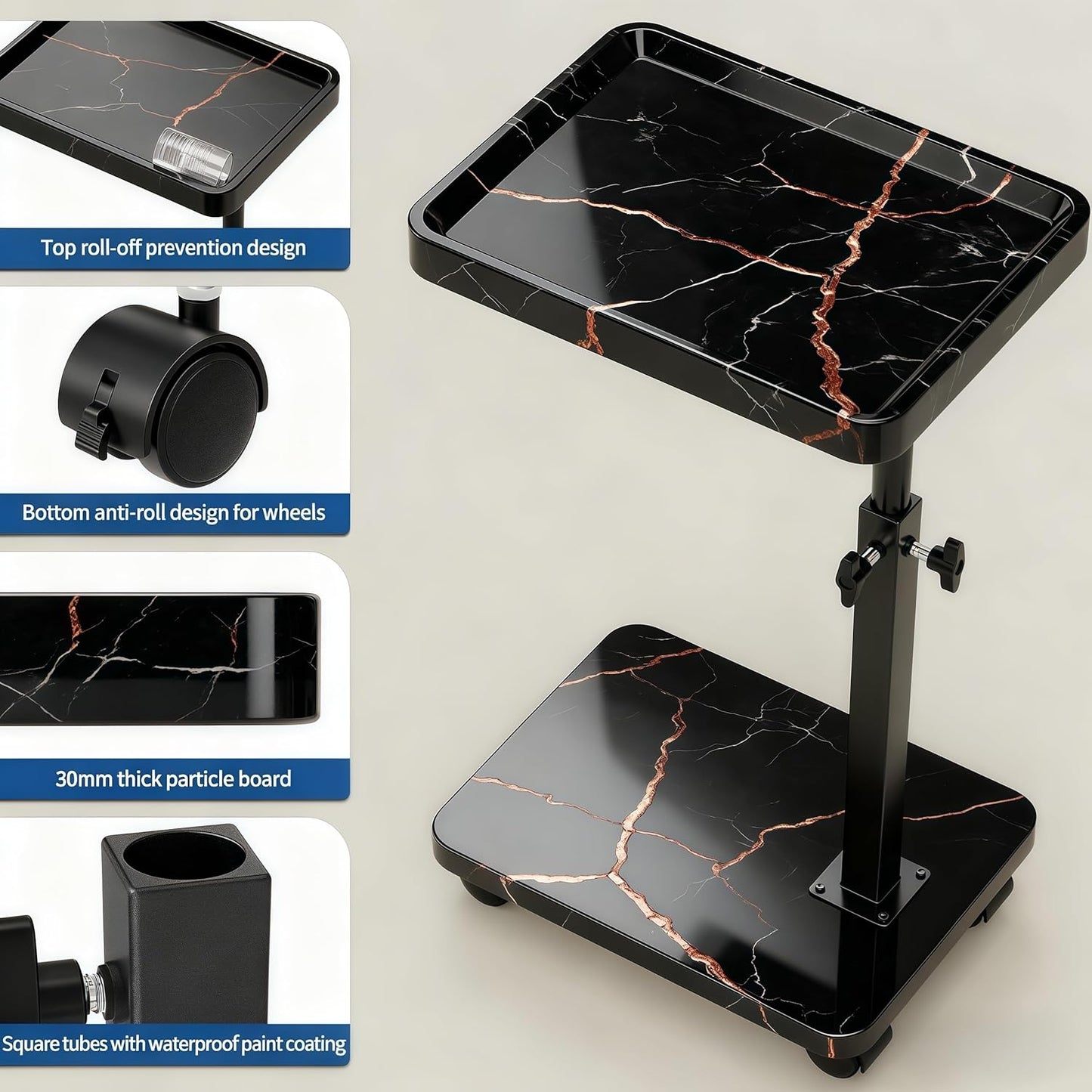 360°Swivel TV Tray Table for Small Spaces / L15.7*w11.8 / Black-height Adjustable