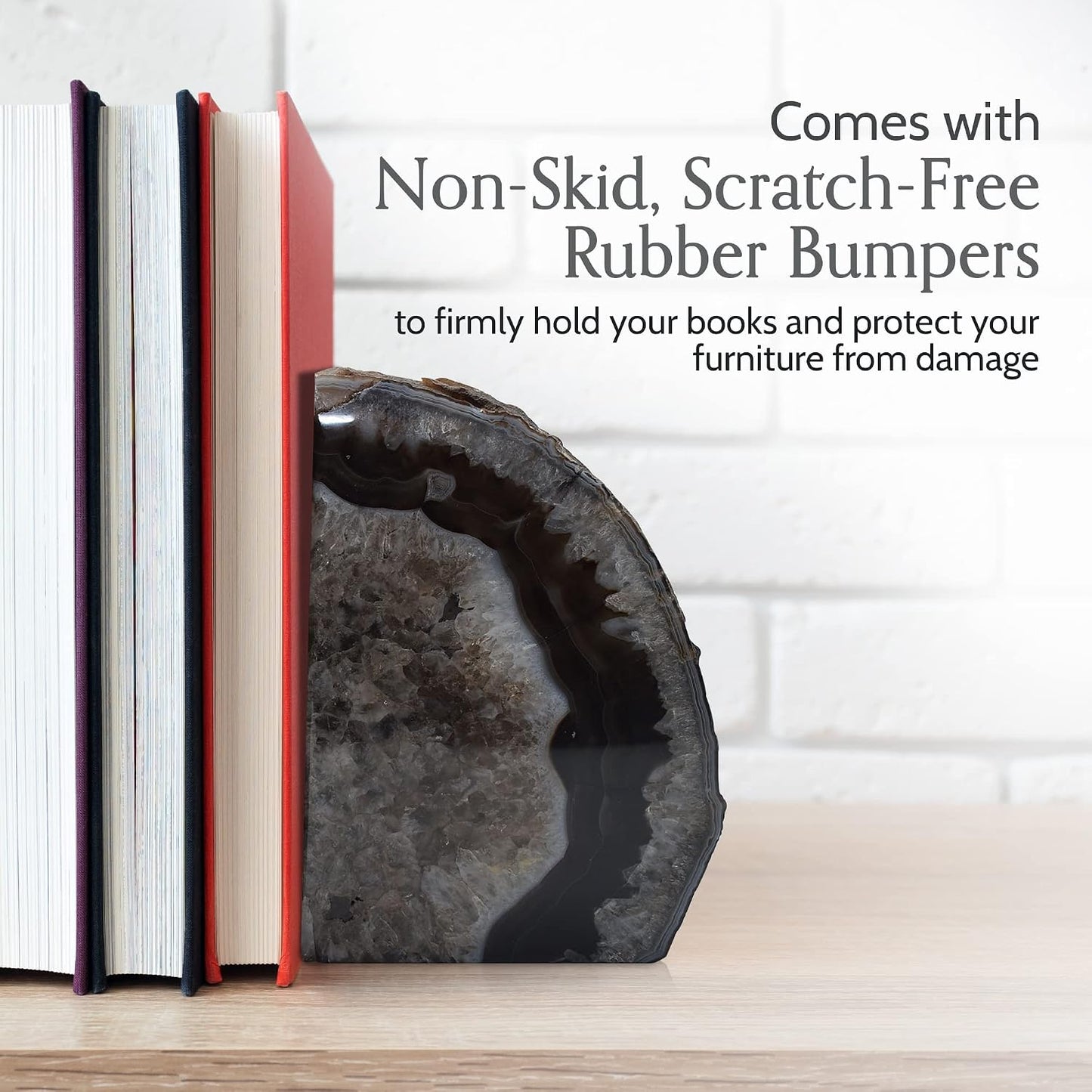 A Quality Agate Geode Bookends / Black / A Grade 2 - 3 Lbs
