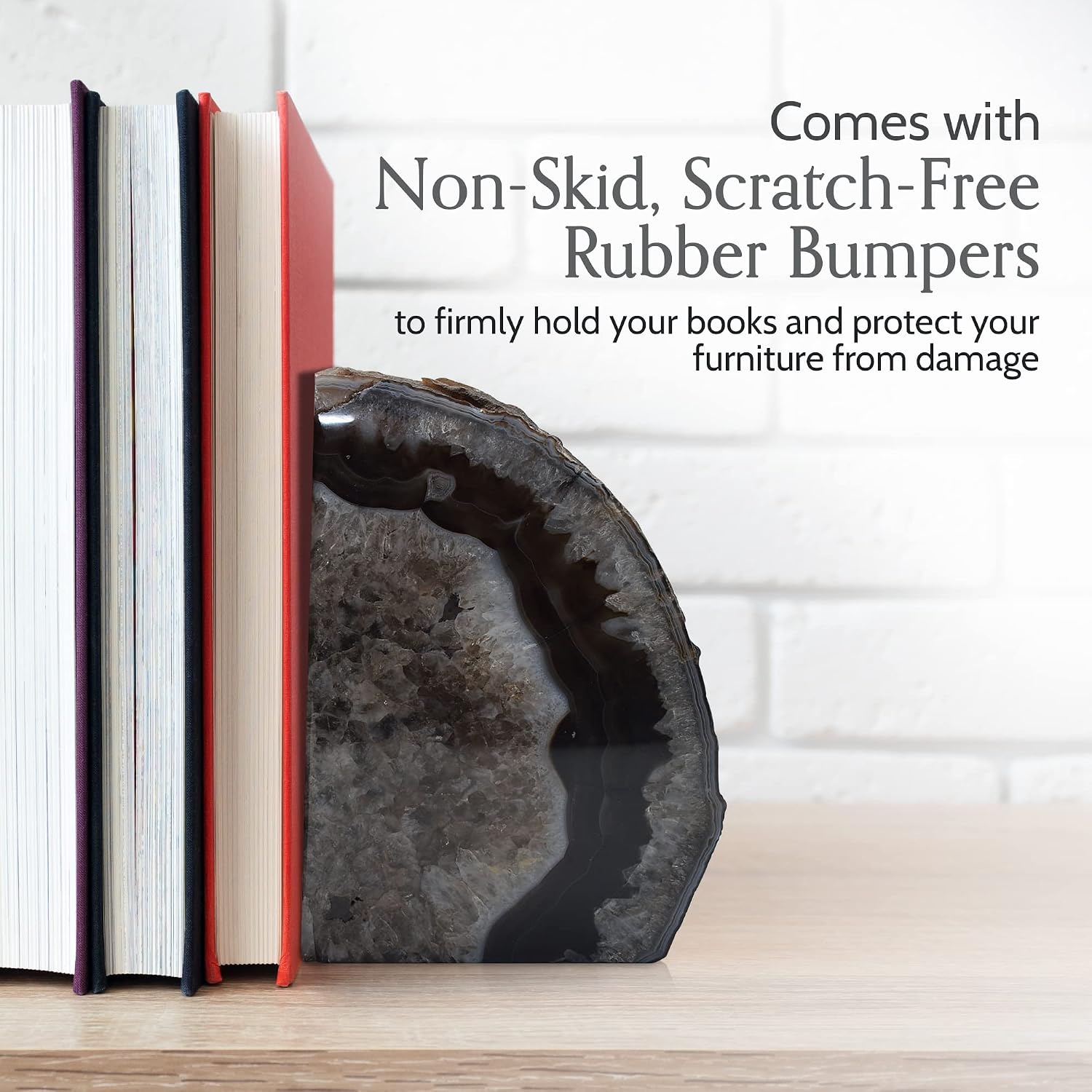 A Quality Agate Geode Bookends / Black / A Grade 2 - 3 Lbs