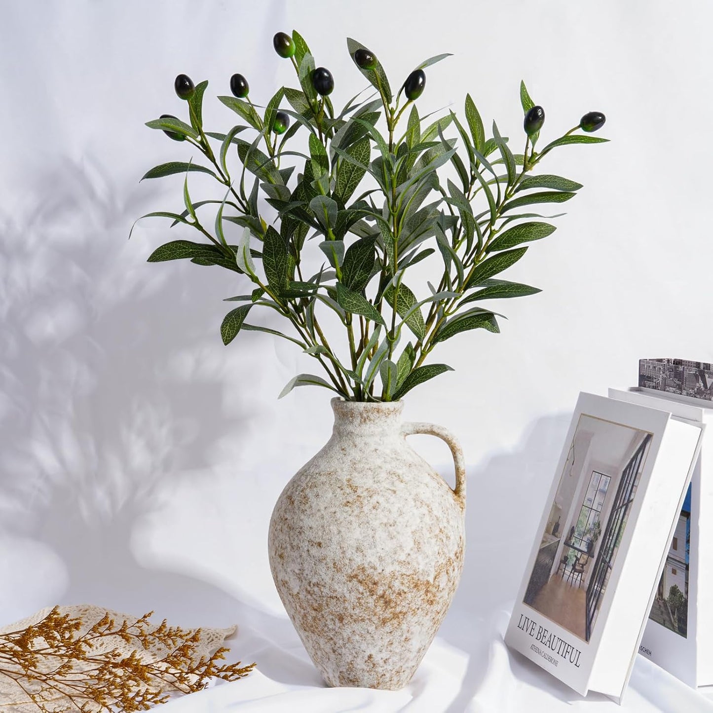 Farmhouse Vase / Vintage Ceramic Vase / White / Set of 2
