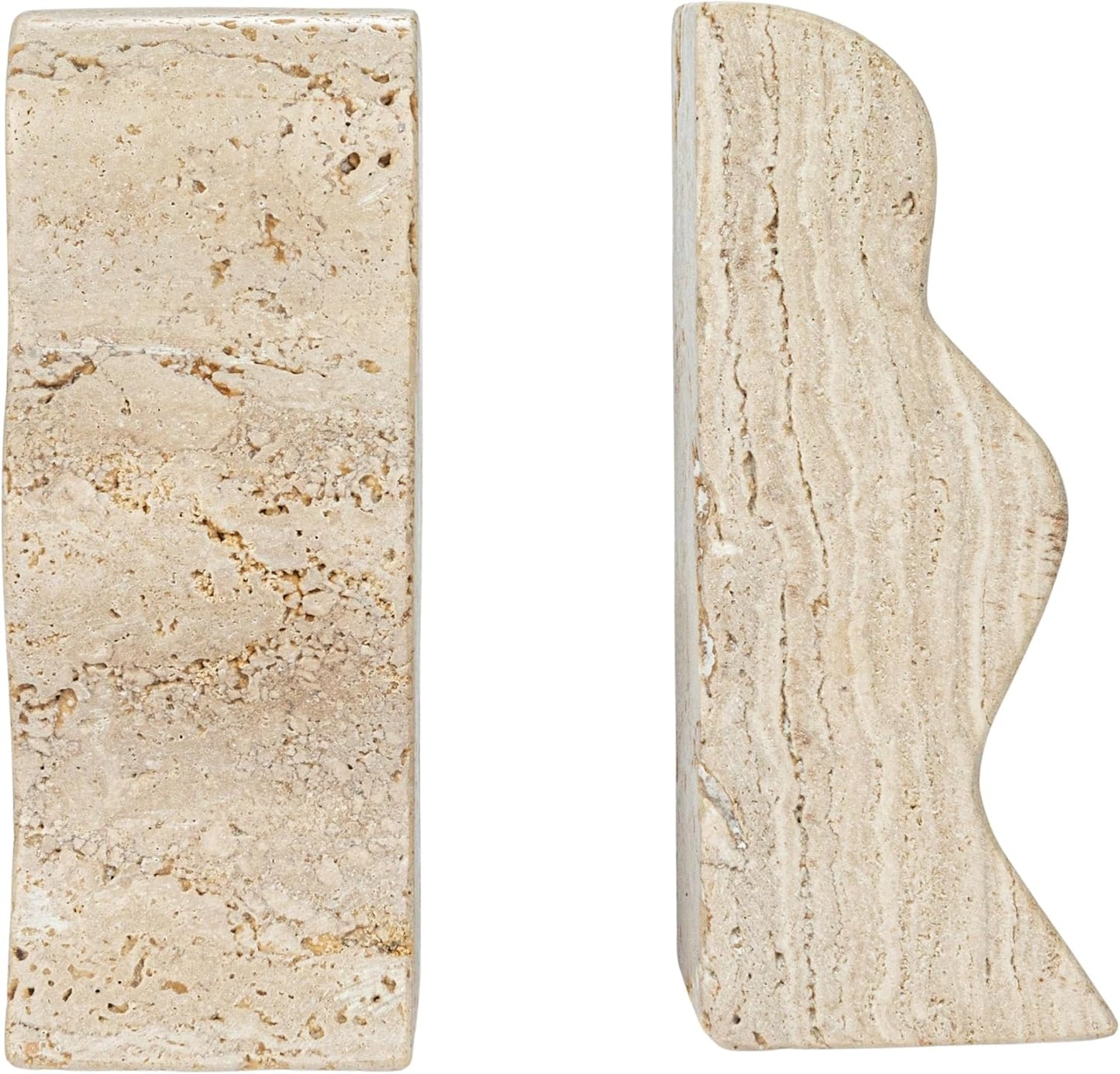 Decorative Travertine Wave Bookends / Natural