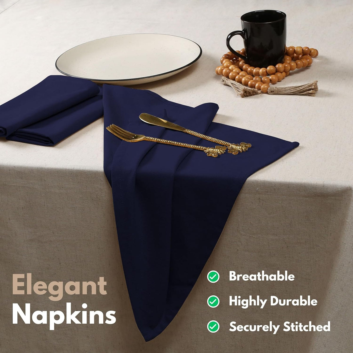 Native Fab Cloth Napkins Set of 12, 100% Cotton, 17" x 17", Washable & Reusable Fabric Linen, Table Decor for Dinner