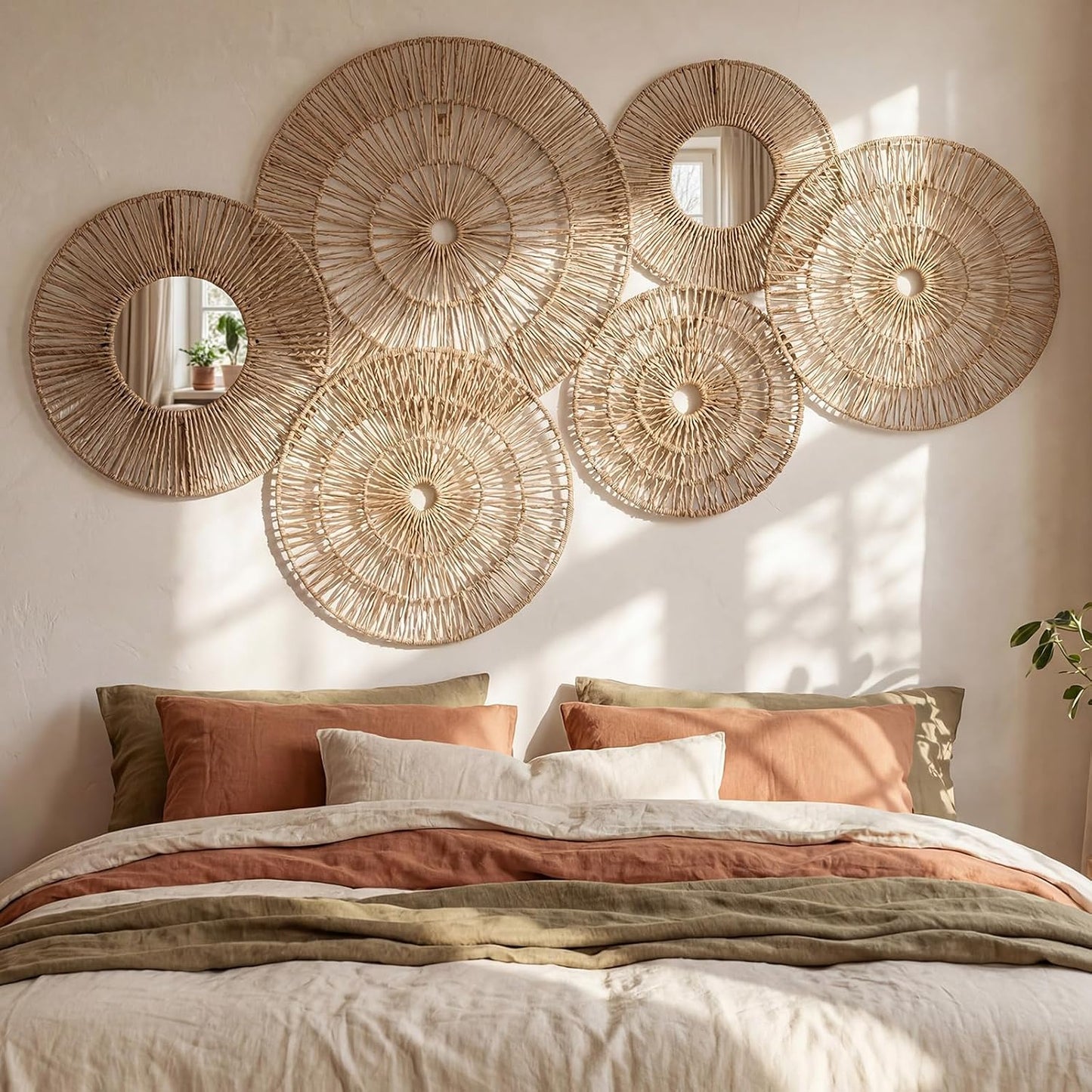 Wicker Jute Wall Decor Baskets / Set of 9