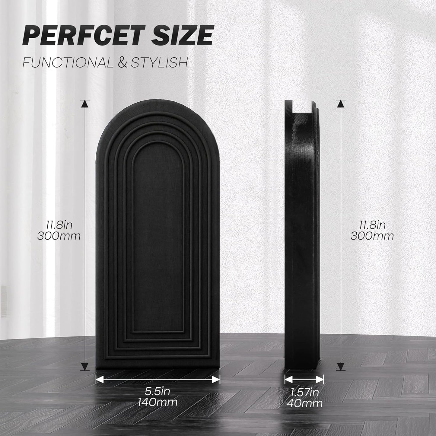 Pine Wood Wall Vases / Black / Set of 2