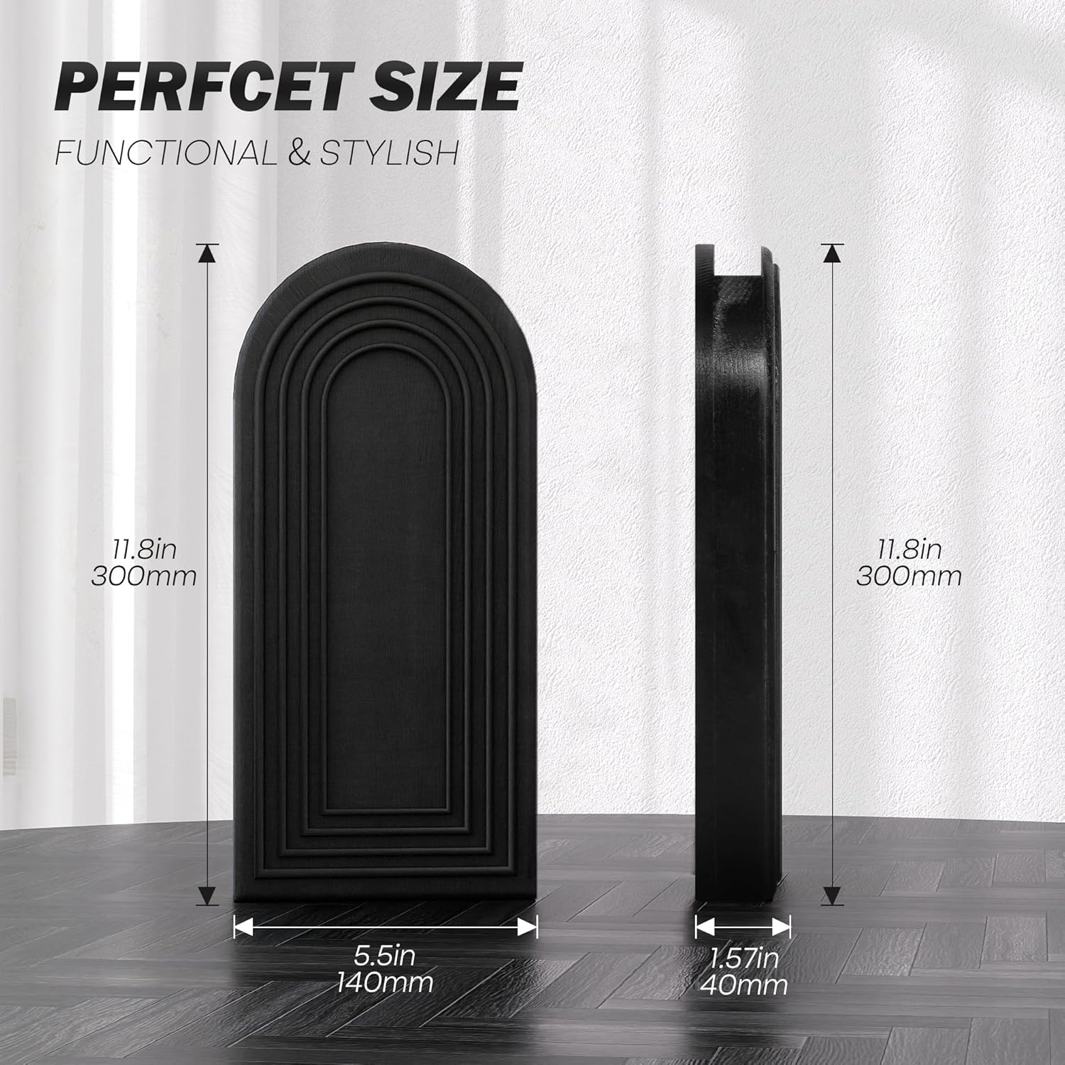 Pine Wood Wall Vases / Black / Set of 2