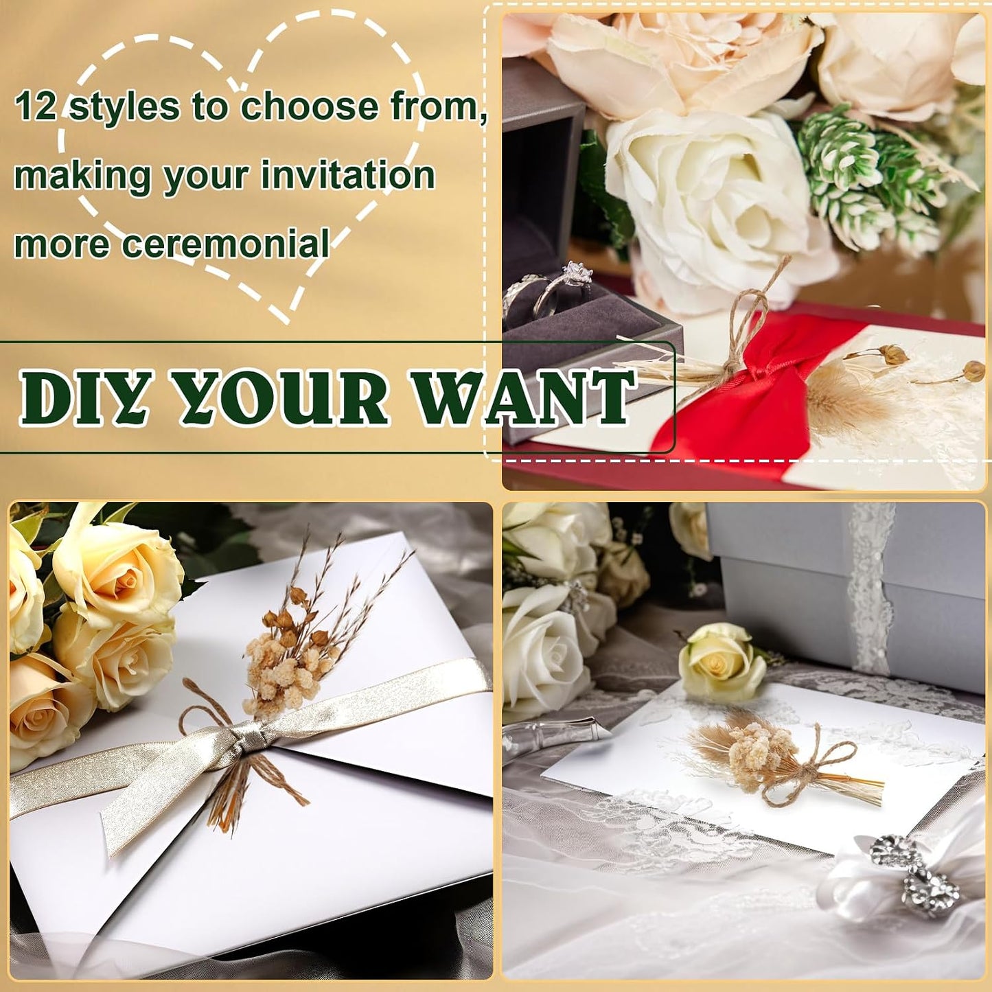 Dried Flower Bouquet Mini Pampas Grass for Crafts Small Dried / Boho Style / Natural / Set of 12