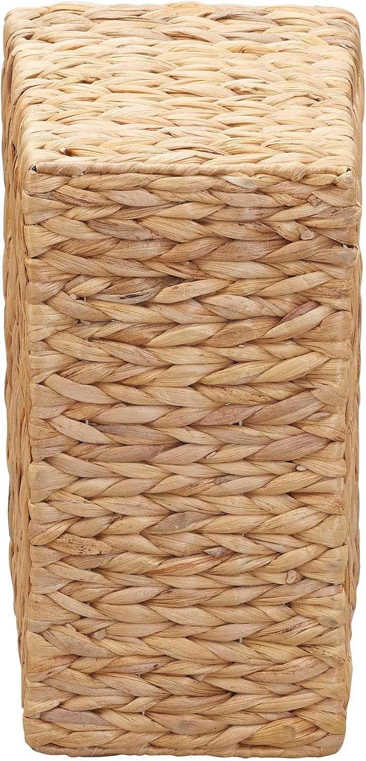 Household Essentials Side‑by‑Side Magazine Rack Decorative Storage Organizer with Handwoven Water Hyacinth and Metal