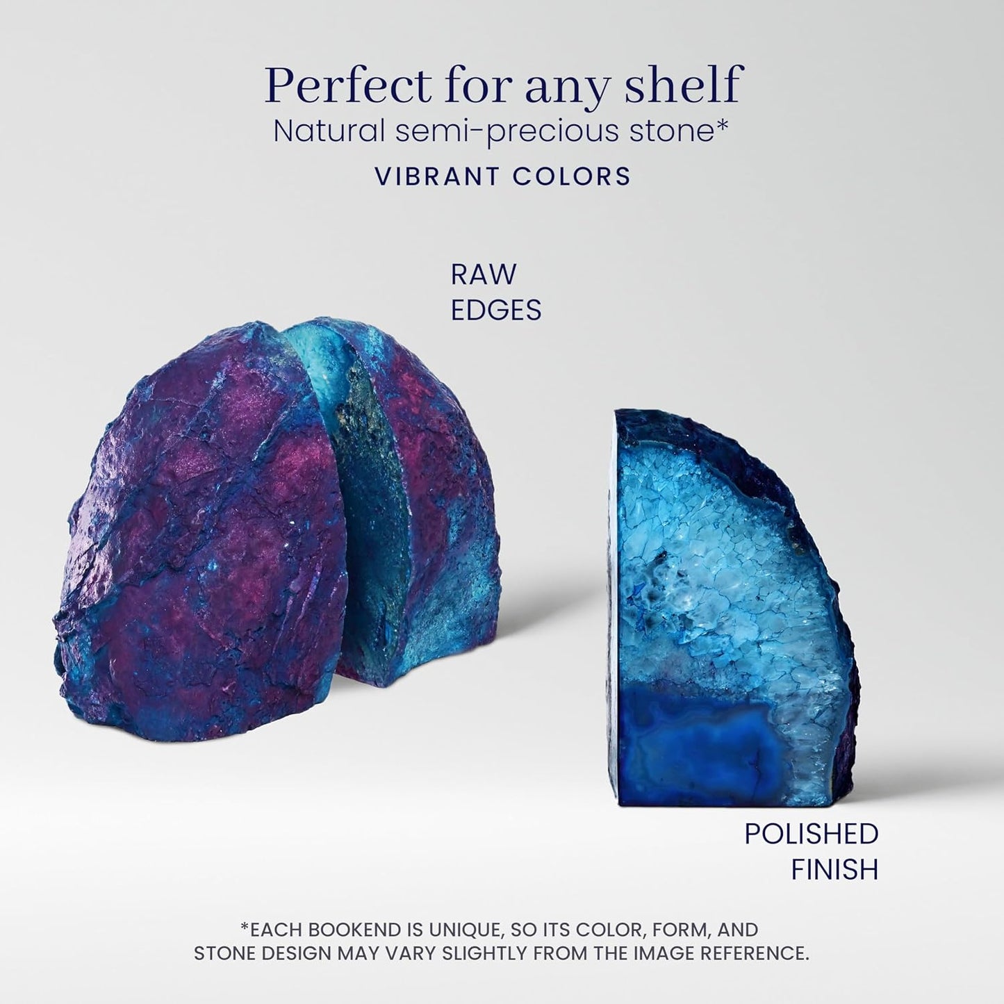 Bookends / Agate Bookends / 3-4 Lbs / Teal