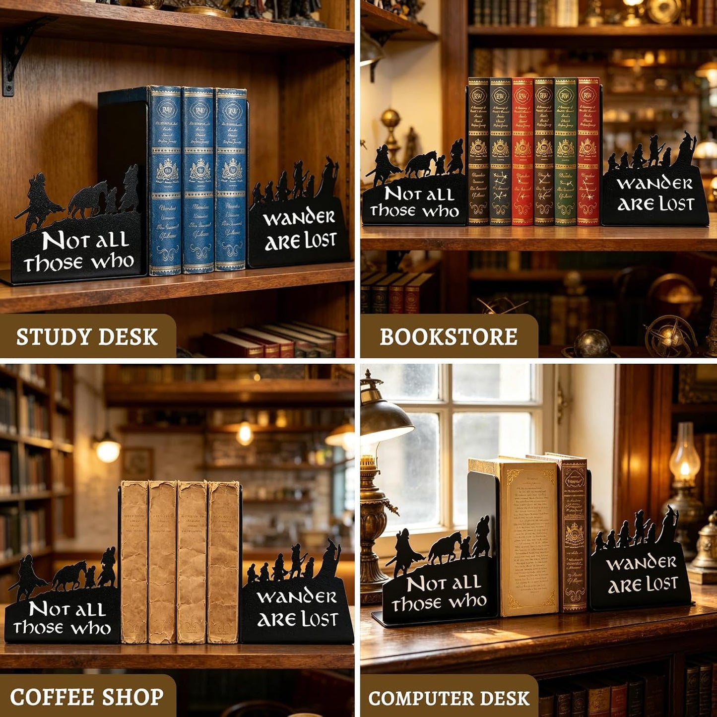 Home Shelves & / Large Unique Book Holders / Black