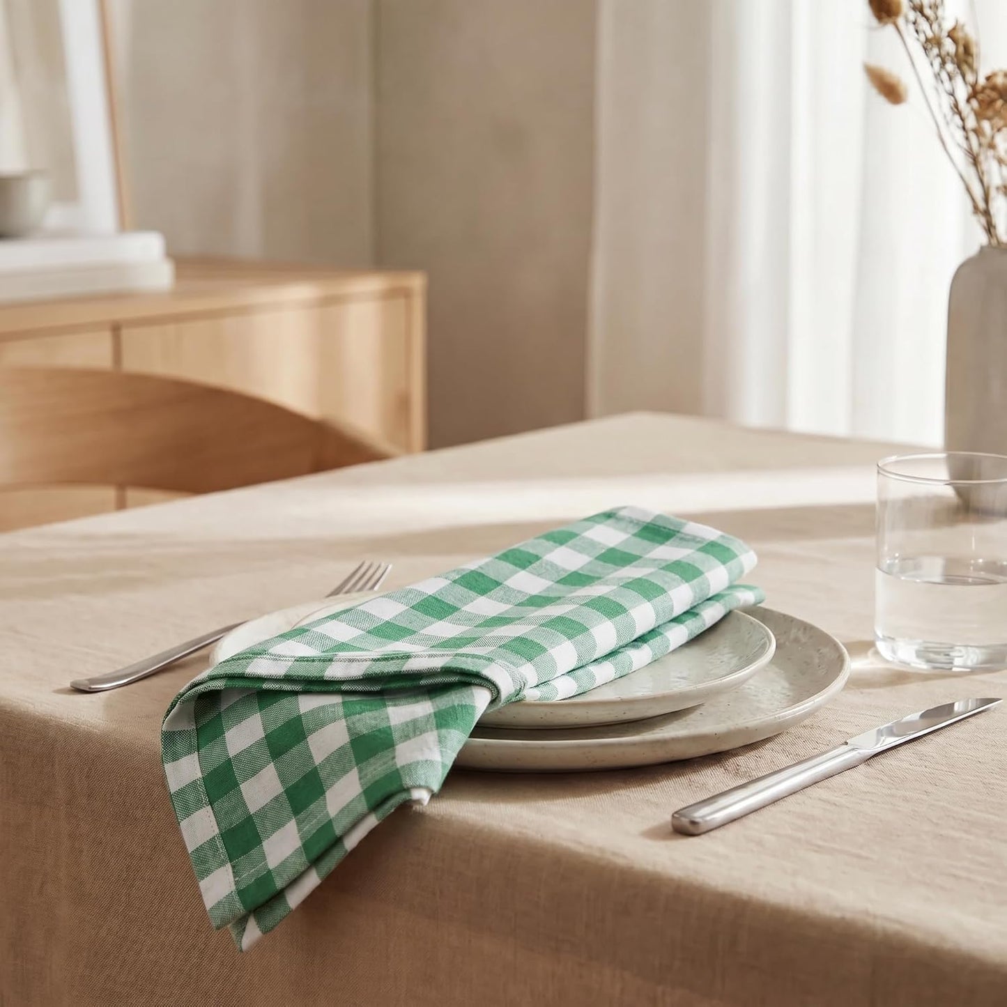 Urban Villa Cloth Napkins Cotton 20x20 (Set of 12) Hunter White