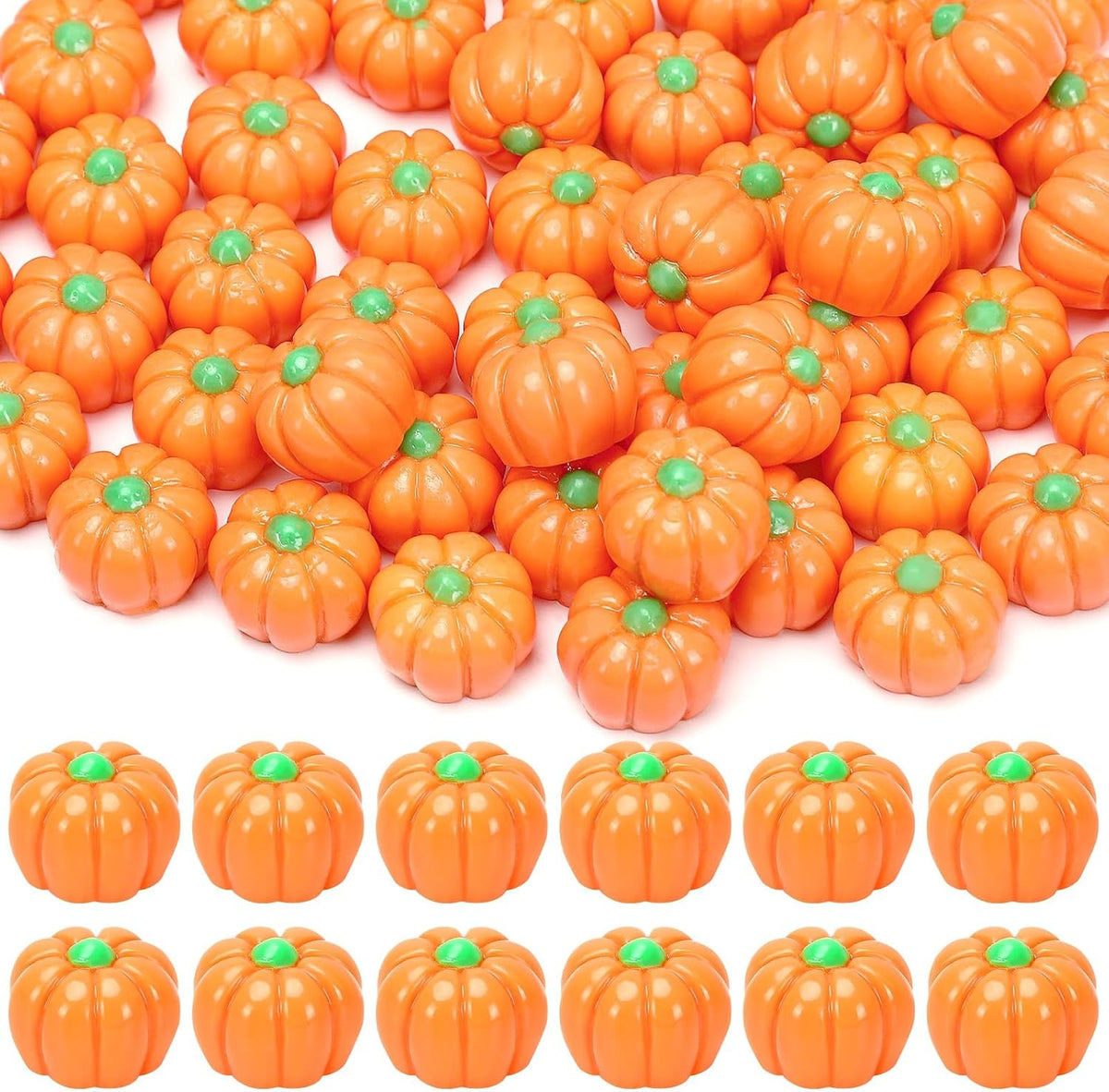 60Pcs Mini Resin Pumpkins Small Tiny Fake Pumpkins Figures Bulk