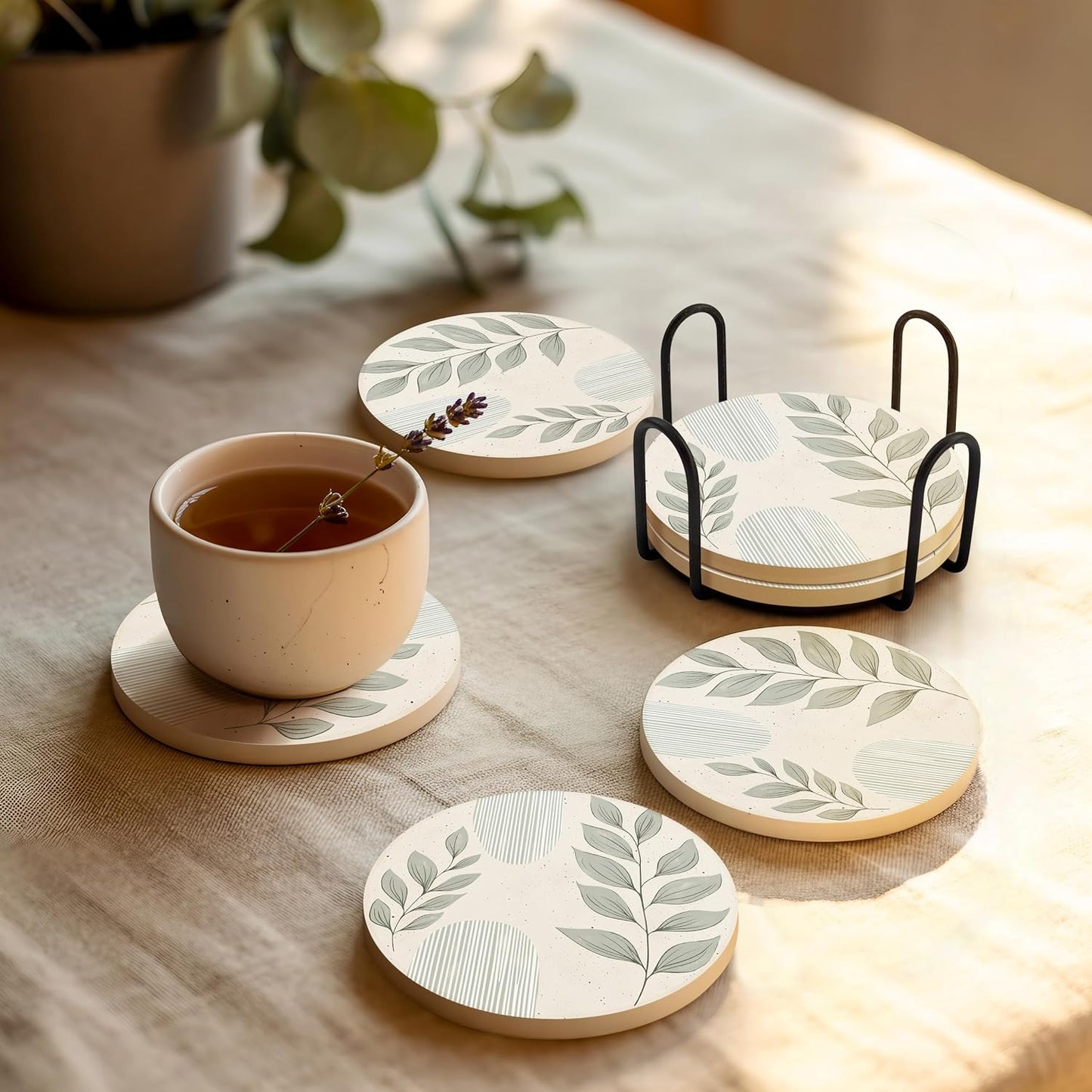 Holder / Modern Marble Look / Leaves 1 / Set of 4