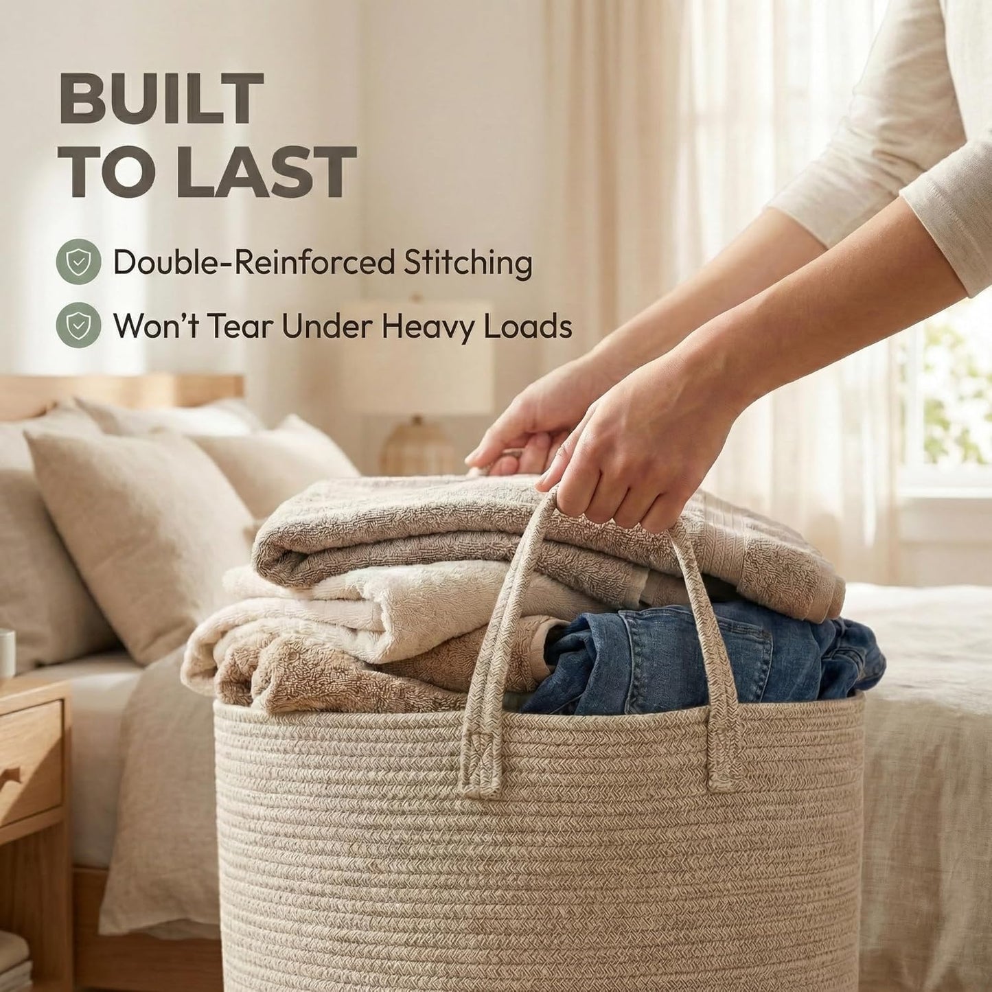 Extra Large Blanket Basket / Oatmeal / 65L