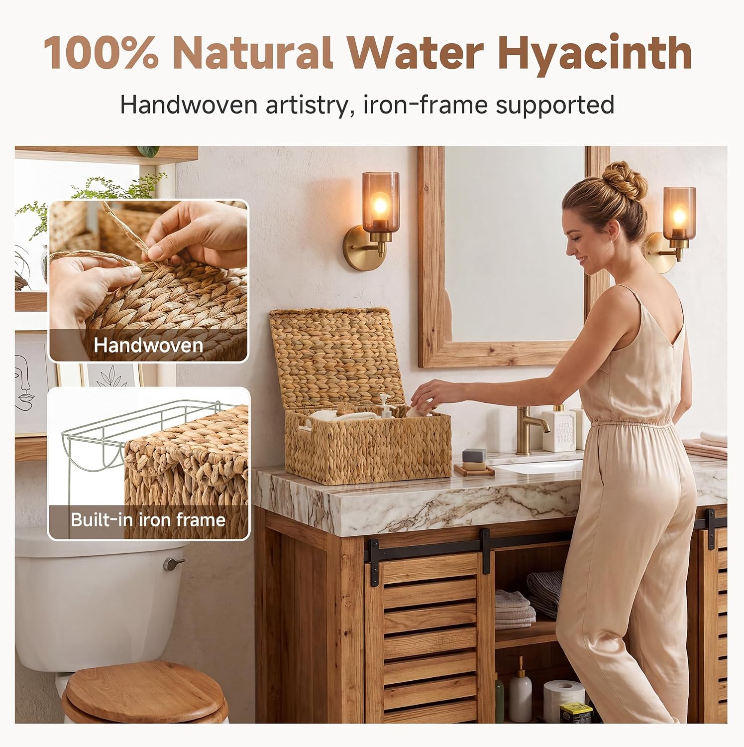 Wicker Basket / Water Hyacinth Basket / Natural