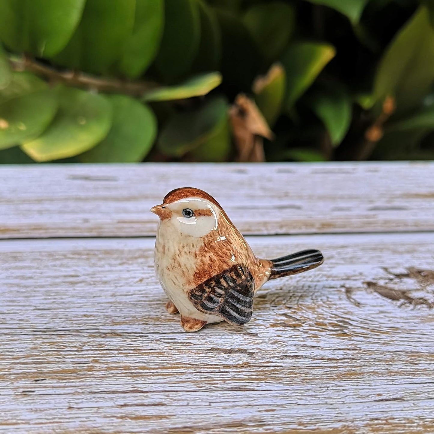 ฺBird Figurine Ceramic Tailorbird Animal Miniature Handmade Gift Decor DIY Craft Design Collectible