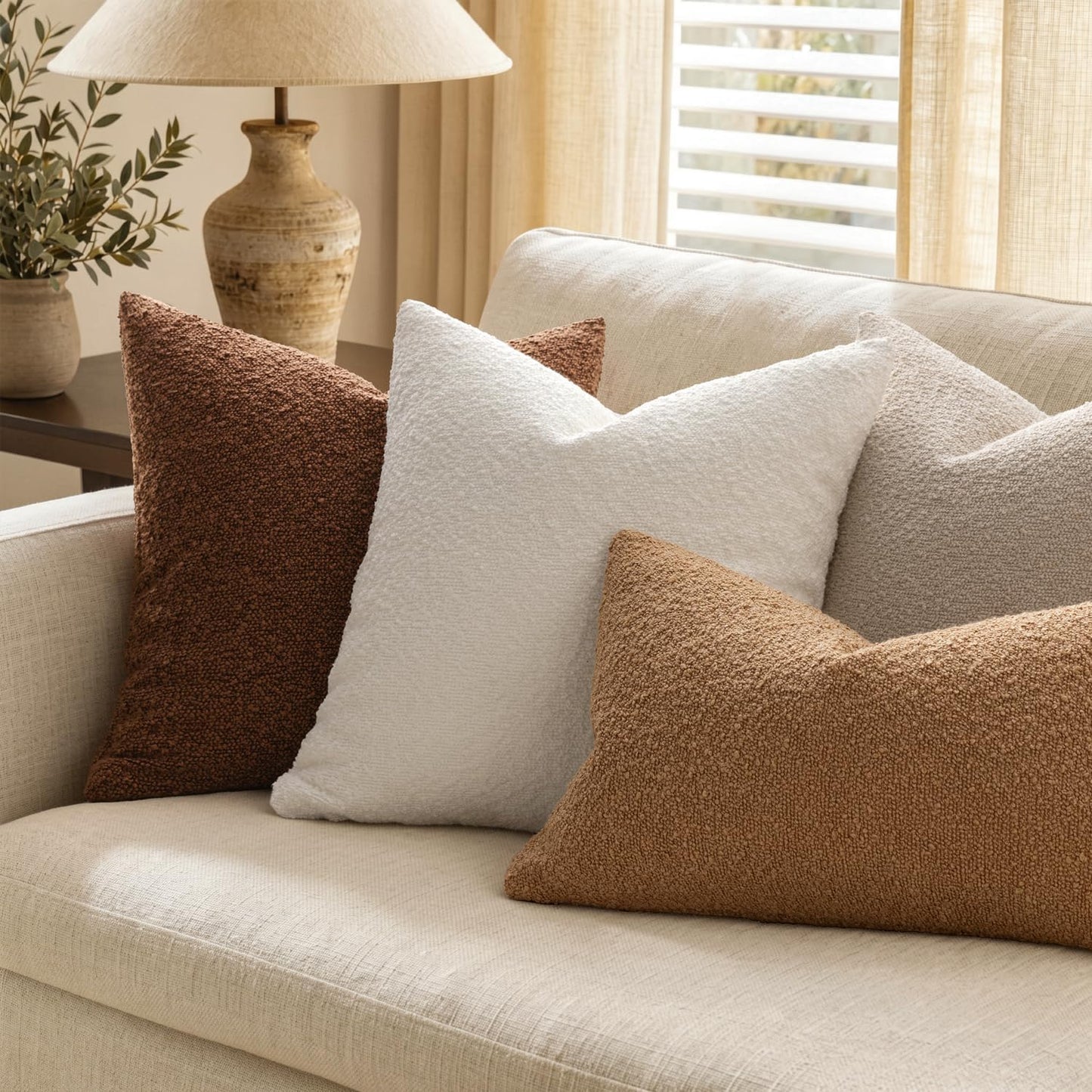 Decorative Pillow Covers / 18 x 18 / White / Set of 2
