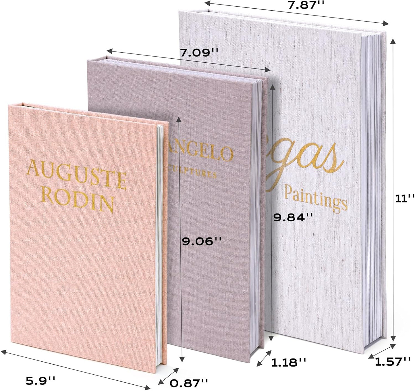 Linen Decorative Books / Linen & Ivory & Pink / Set of 3